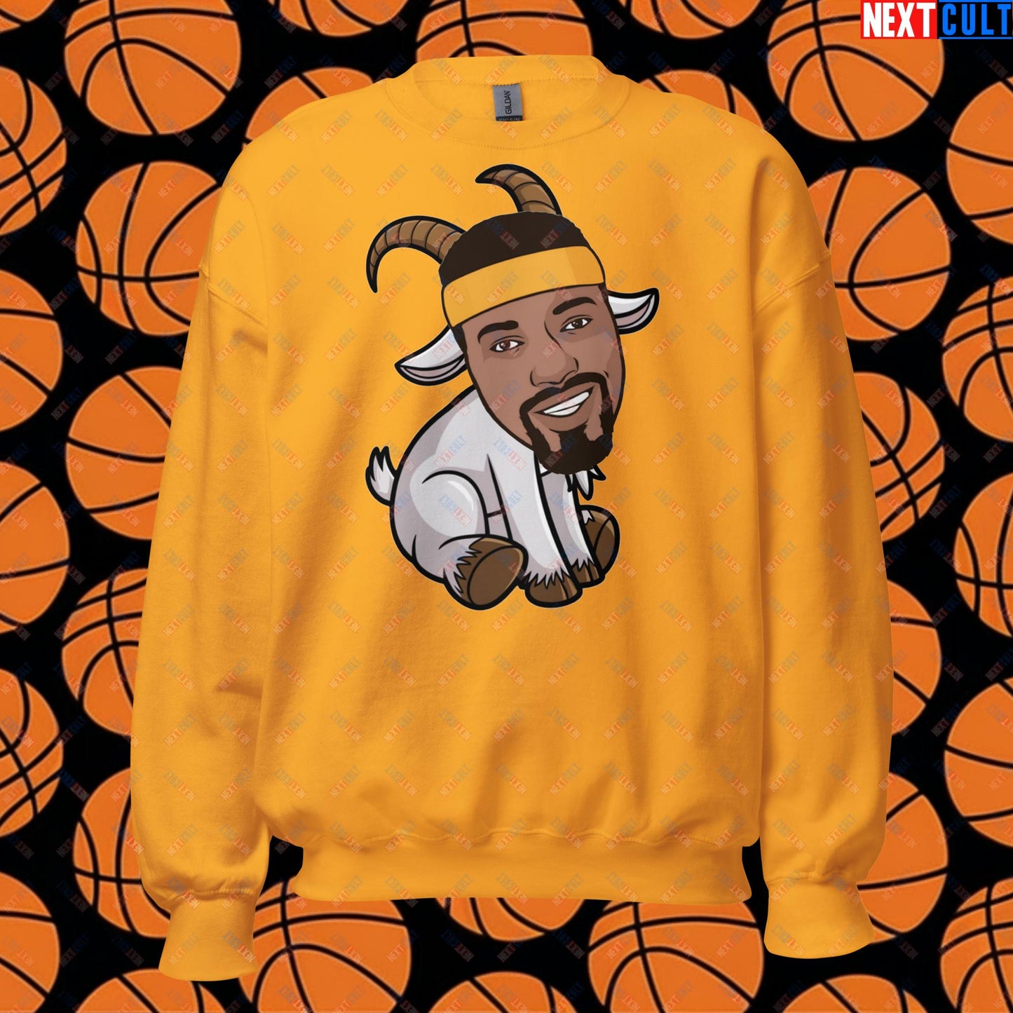 Wilt Chamberlain G.O.A.T. Sweatshirt - Funny Basketball Meme Jumper - Greatest of All Time Pullover for Basketball Fans - Perfect Gift for Wilt Chamberlain Fans Unisex Sweatshirt Gold Sweatshirts Basketball G.O.A.T. Golden State Warriors Los Angeles Lakers NBA Philadelphia 76ers Wilt Chamberlain Next Cult Brand