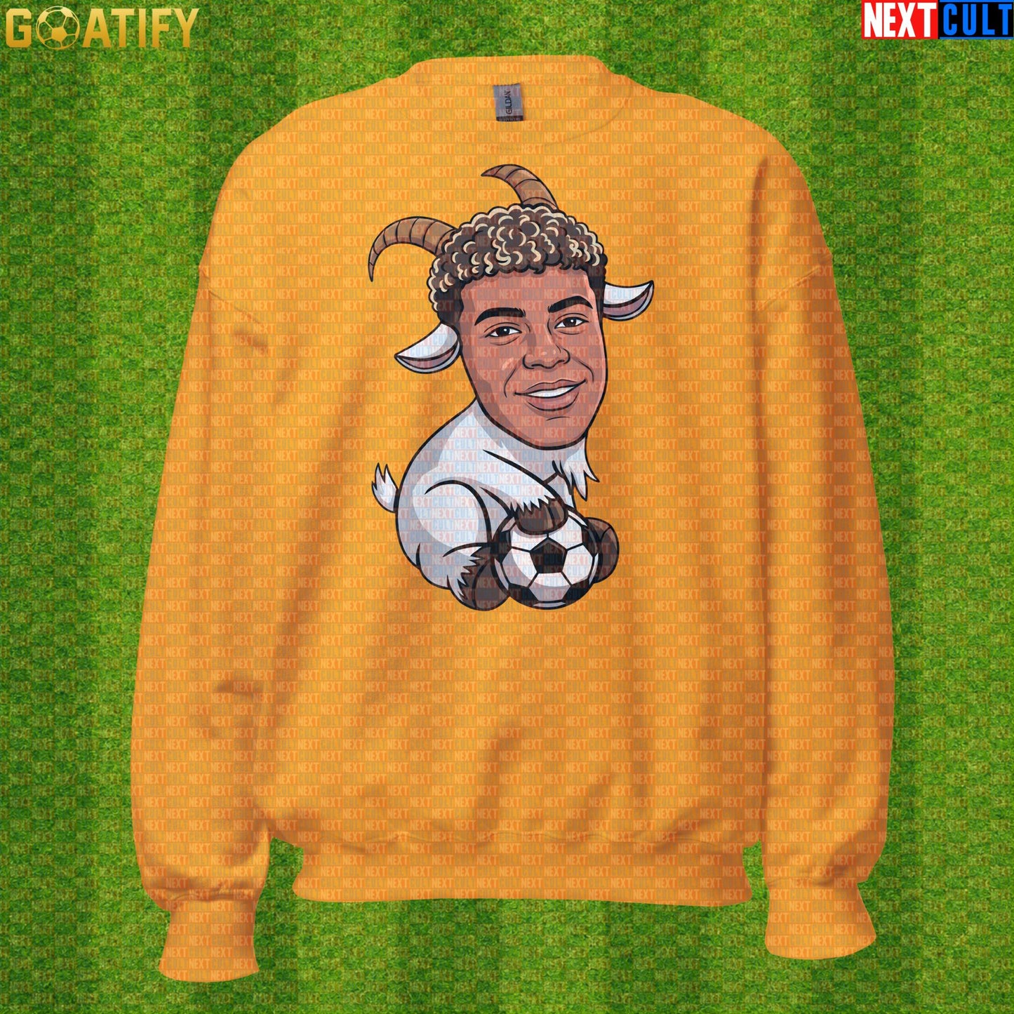 Lamine Yamal Sweatshirt – Young GOAT Football Crewneck Gift for Barcelona Supporters Gold Next Cult Brand