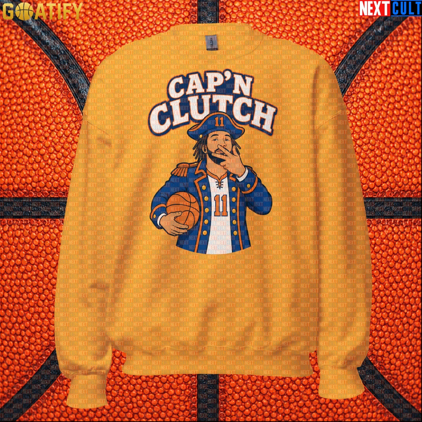 Jalen Brunson Sweatshirt – Captain Clutch Crewneck for Knicks Fans and Basketball Gifts Gold Next Cult Brand