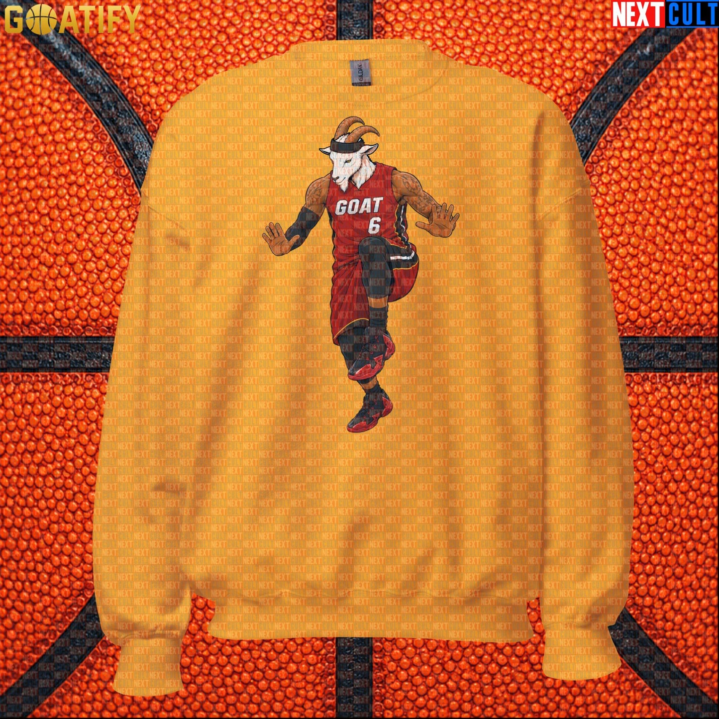 LeBron James Sweatshirt – Miami Heat GOAT Crewneck Gift for Retro NBA Basketball Fans Gold Next Cult Brand