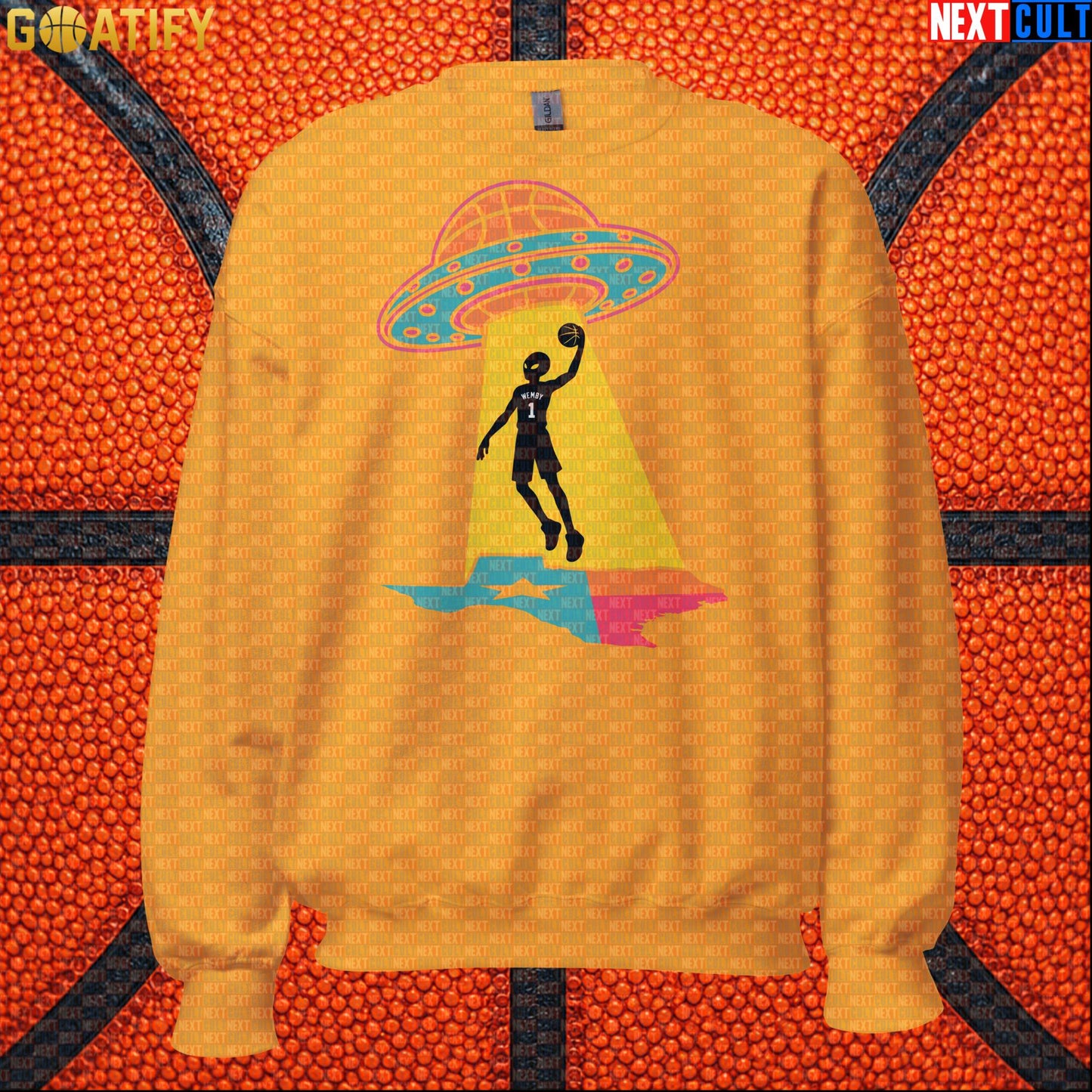 Basketball Sweatshirt Alien Wemby UFO Abduction Design for Spurs Fans and Winter Game Days |  | ["Basketball", "France", "NBA", "San Antonio Spurs", "Victor Wembanyama", "Wemby"]