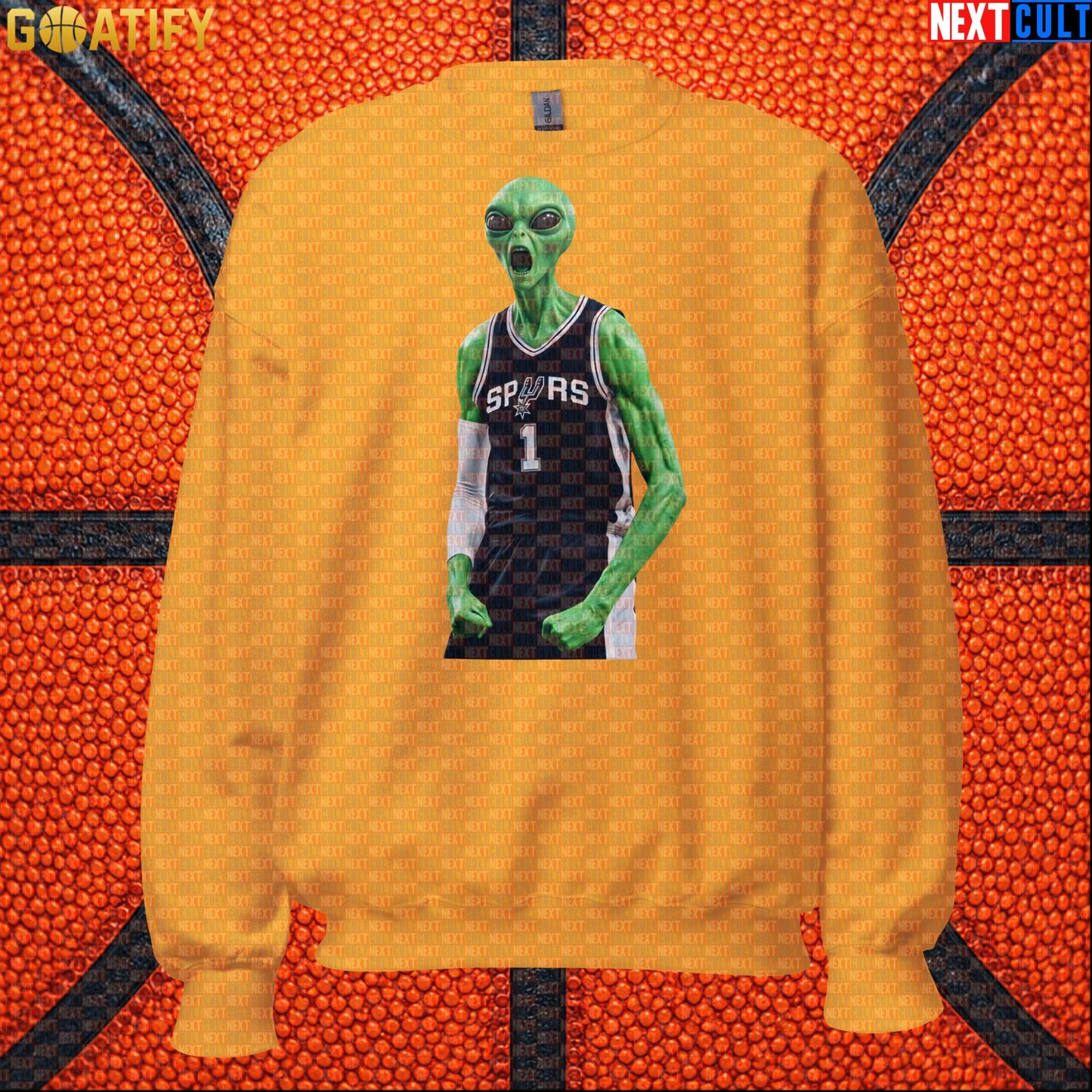 Basketball Sweatshirt Alien Wemby Celebration Graphic for Victor Wembanyama and Spurs Fans |  | ["Basketball", "France", "NBA", "San Antonio Spurs", "Victor Wembanyama", "Wemby"]
