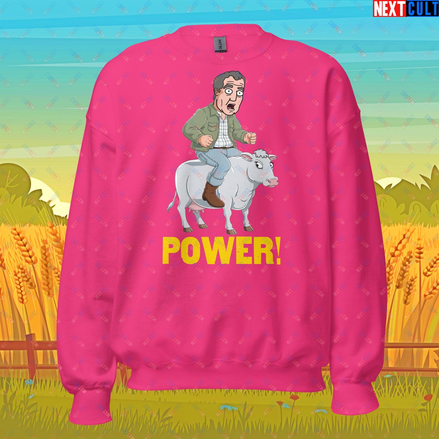 Speed and Power Pepper Cow Jeremy Clarkson's Farm Diddly Squat Grand Tour Top Gear Funny Meme Cartoon Unisex Sweatshirt Heliconia Sweatshirts Clarkson's Farm Grand Tour Jeremy Clarkson Top Gear TV Shows Next Cult Brand