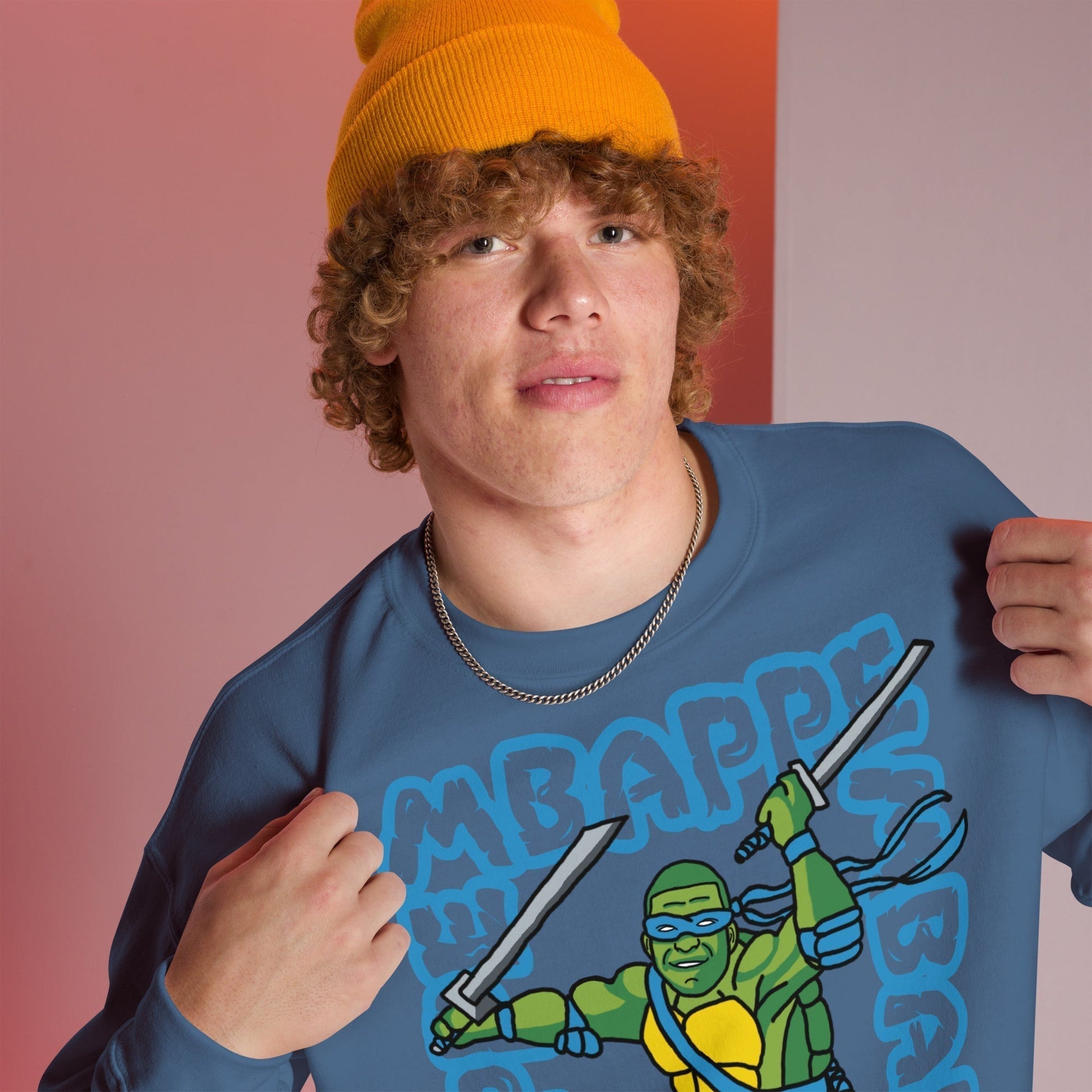 Kylian Mbappe Blue Ninja Turtle Leonardo Unisex Sweatshirt Next Cult Brand Football, Kylian Mbappe, Leonardo, Ninja Turtles, PSG