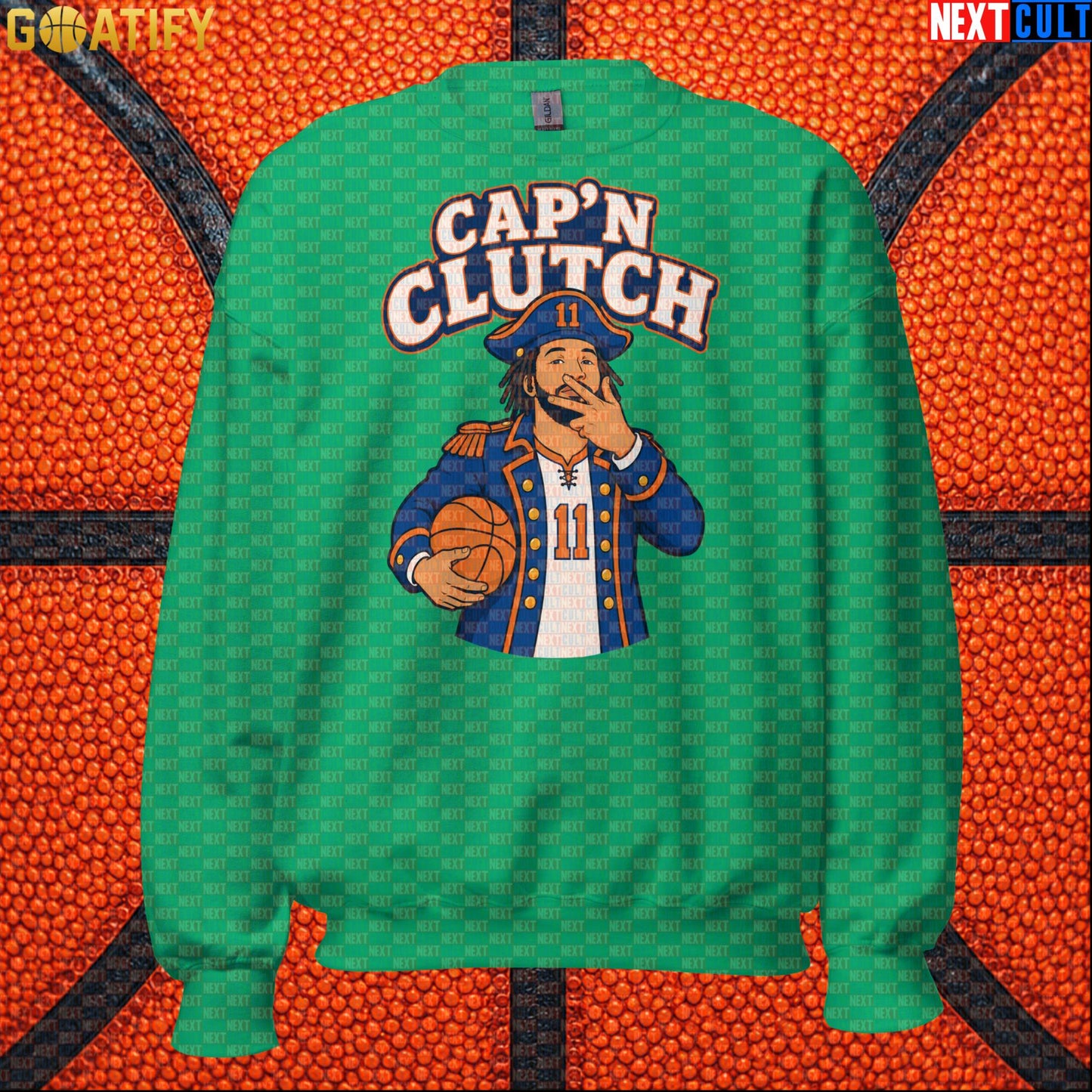 Jalen Brunson Sweatshirt – Captain Clutch Crewneck for Knicks Fans and Basketball Gifts Irish Green Next Cult Brand