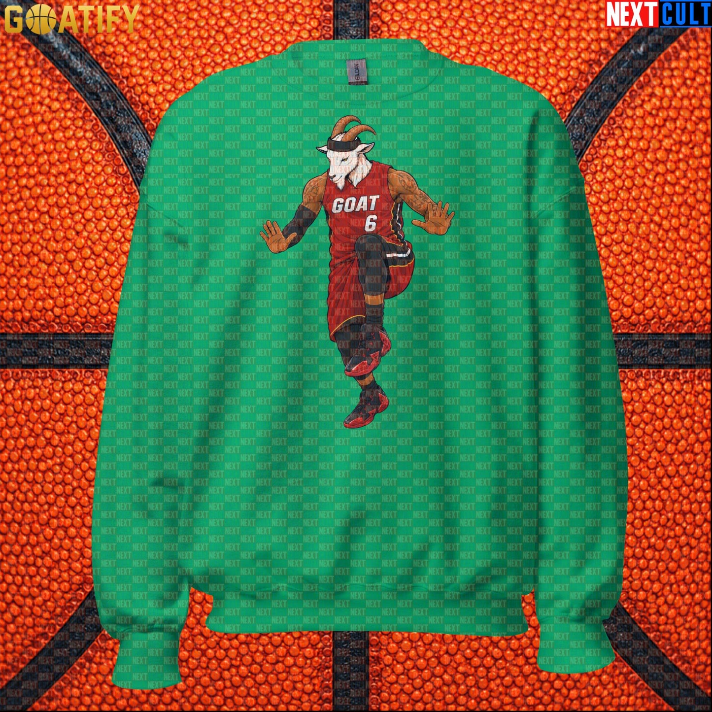 LeBron James Sweatshirt – Miami Heat GOAT Crewneck Gift for Retro NBA Basketball Fans Irish Green Next Cult Brand