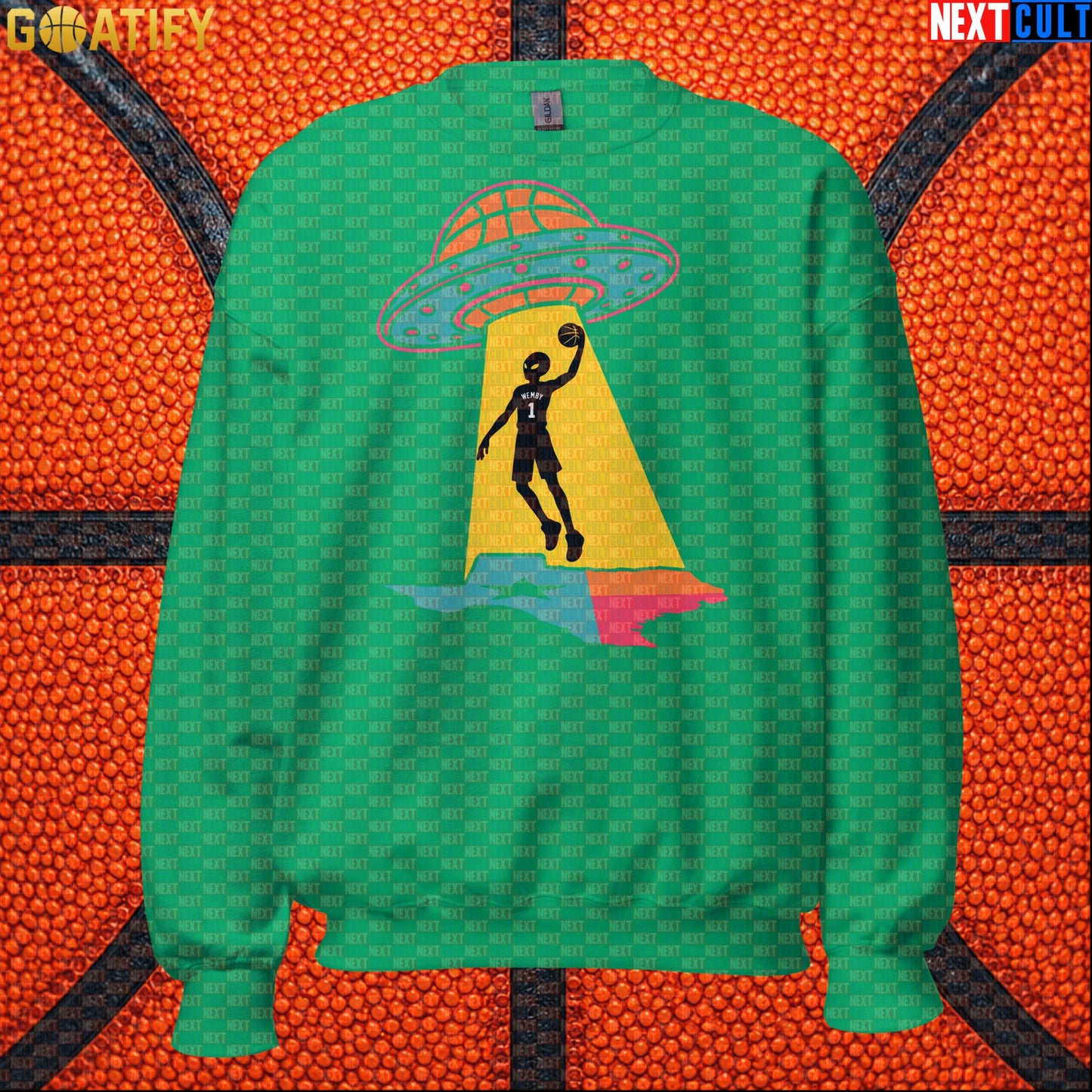 Basketball Sweatshirt Alien Wemby UFO Abduction Design for Spurs Fans and Winter Game Days |  | ["Basketball", "France", "NBA", "San Antonio Spurs", "Victor Wembanyama", "Wemby"]