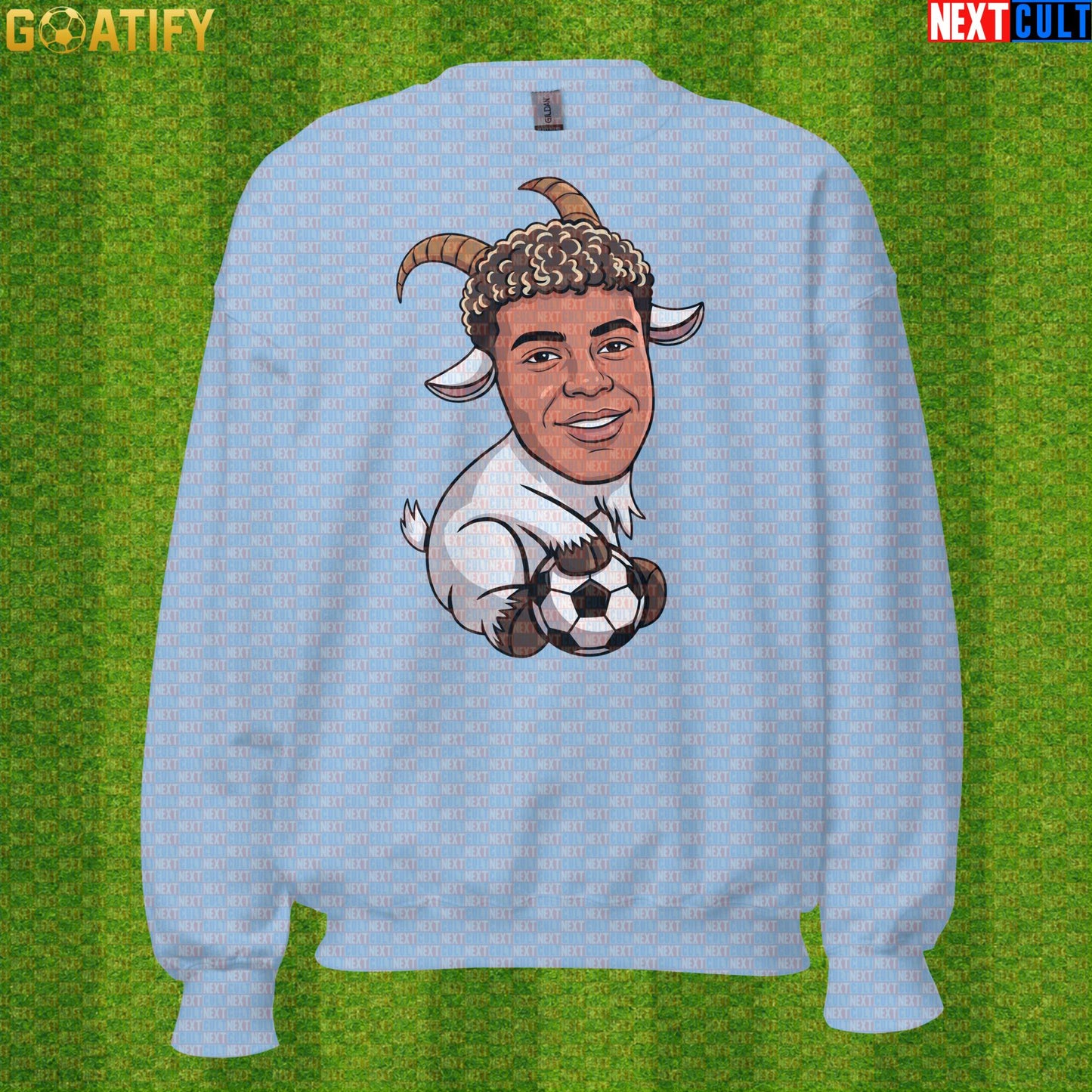 Lamine Yamal Sweatshirt – Young GOAT Football Crewneck Gift for Barcelona Supporters Light Blue Next Cult Brand