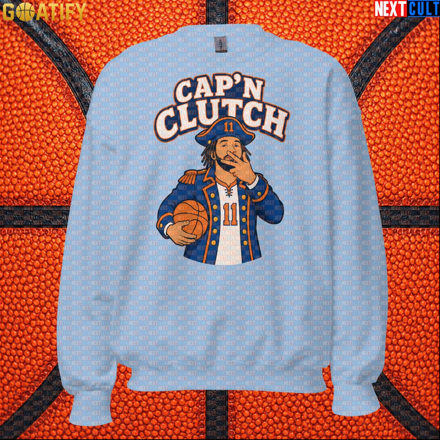 Jalen Brunson Sweatshirt – Captain Clutch Crewneck for Knicks Fans and Basketball Gifts Light Blue Next Cult Brand