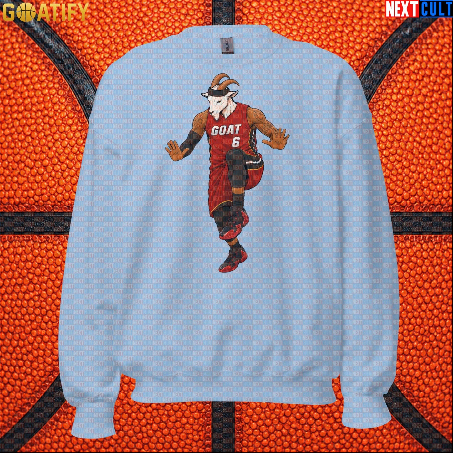 LeBron James Sweatshirt – Miami Heat GOAT Crewneck Gift for Retro NBA Basketball Fans Light Blue Next Cult Brand