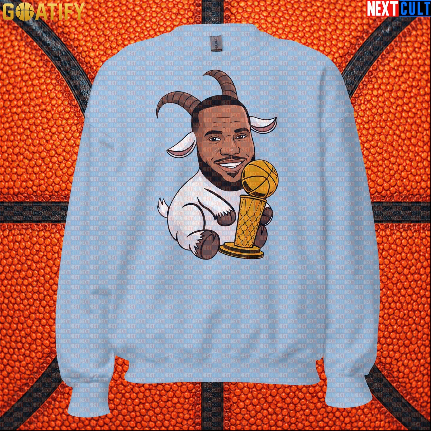 LeBron James Sweatshirt – LeGOAT Trophy Crewneck Gift for NBA Fans and Collectors |  | ["Basketball", "Cleveland Cavaliers", "LeBron James", "Los Angeles Lakers", "Miami Heat", "NBA"]