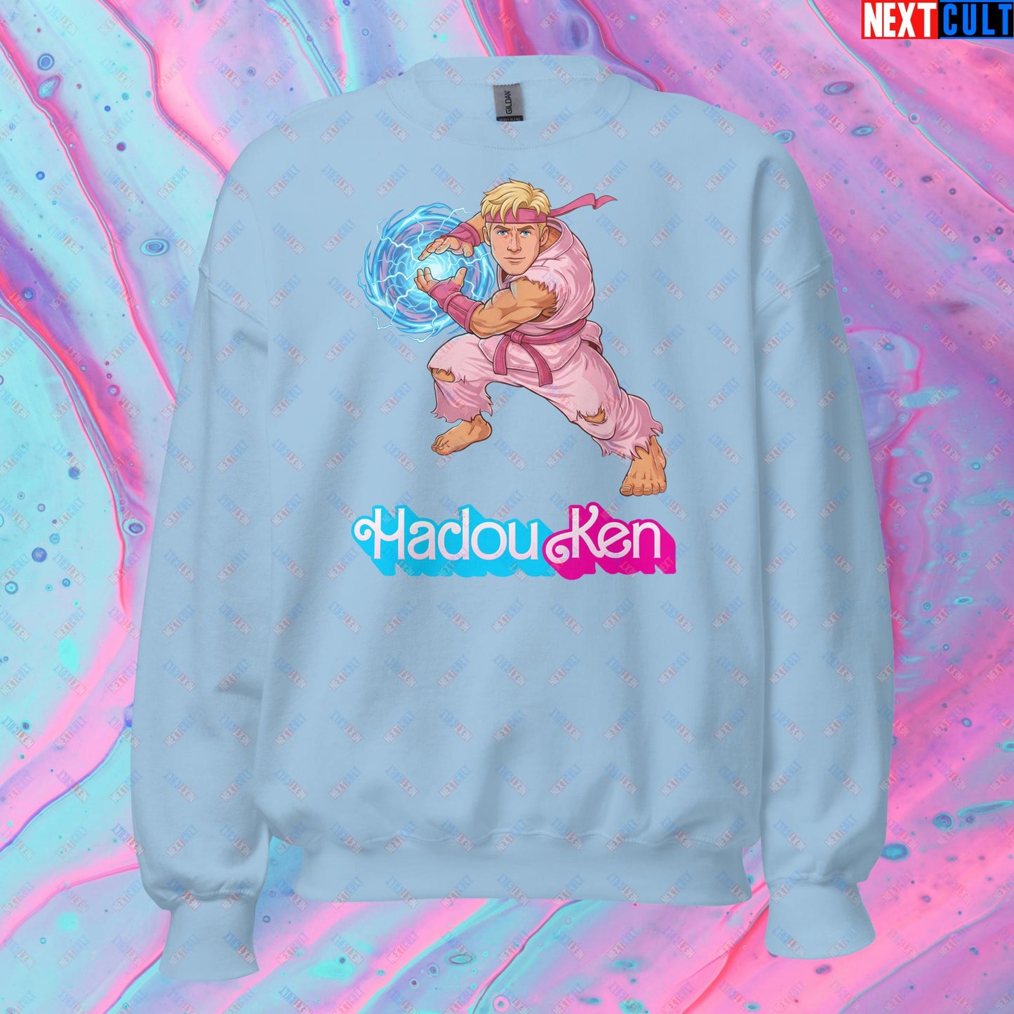 Hadouken Ken Barbie Ryan Gosling Street Fighter Funny Unisex Sweatshirt Light Blue Sweatshirts Next Cult Brand