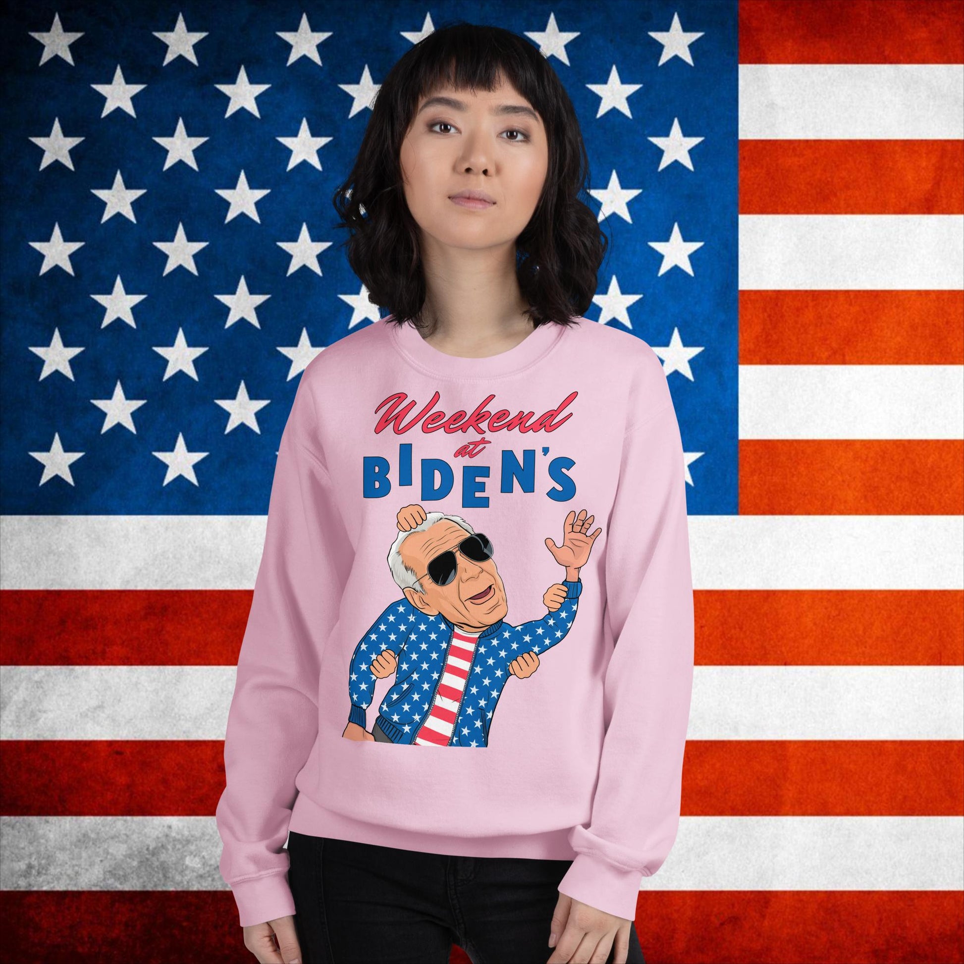 Weekend at Biden's Sweatshirt Joe Biden Meme Jumper Democrat Sweater Republican Jumper Trump Jumper Trump Gift Biden Gift 90s Vintage JumperUnisex Sweatshirt Light Pink Sweatshirts Democrats Joe Biden Politics Next Cult Brand