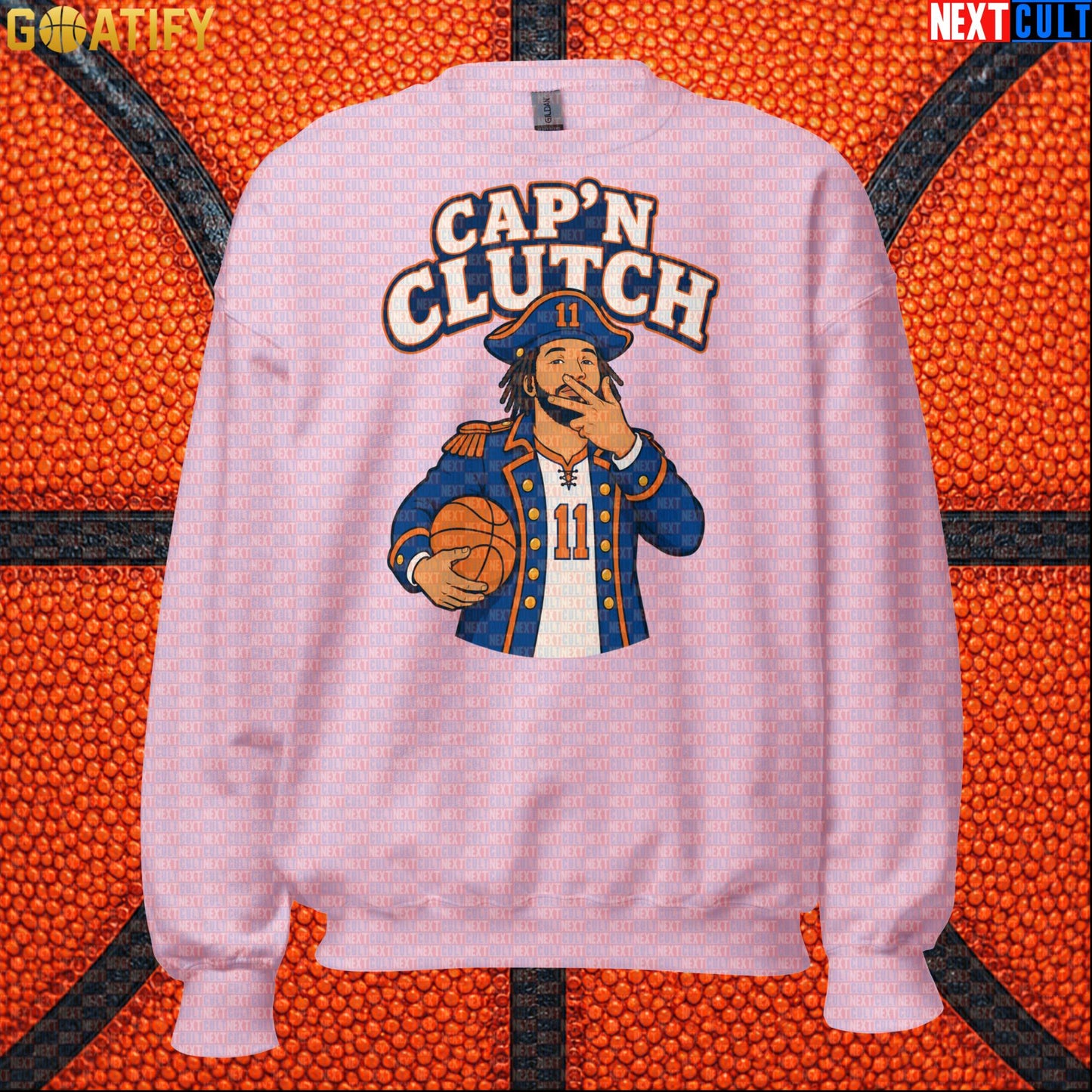 Jalen Brunson Sweatshirt – Captain Clutch Crewneck for Knicks Fans and Basketball Gifts Light Pink Next Cult Brand