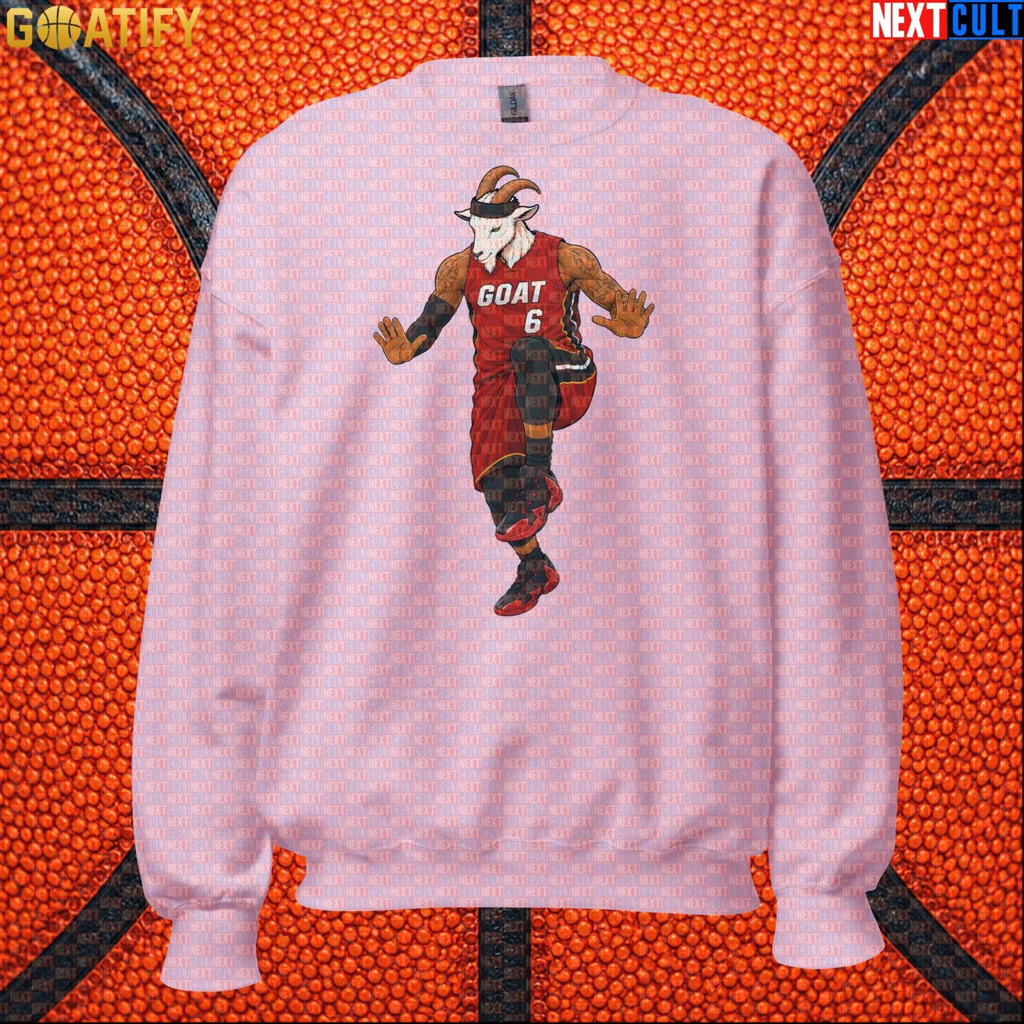 LeBron James Sweatshirt – Miami Heat GOAT Crewneck Gift for Retro NBA Basketball Fans Light Pink Next Cult Brand
