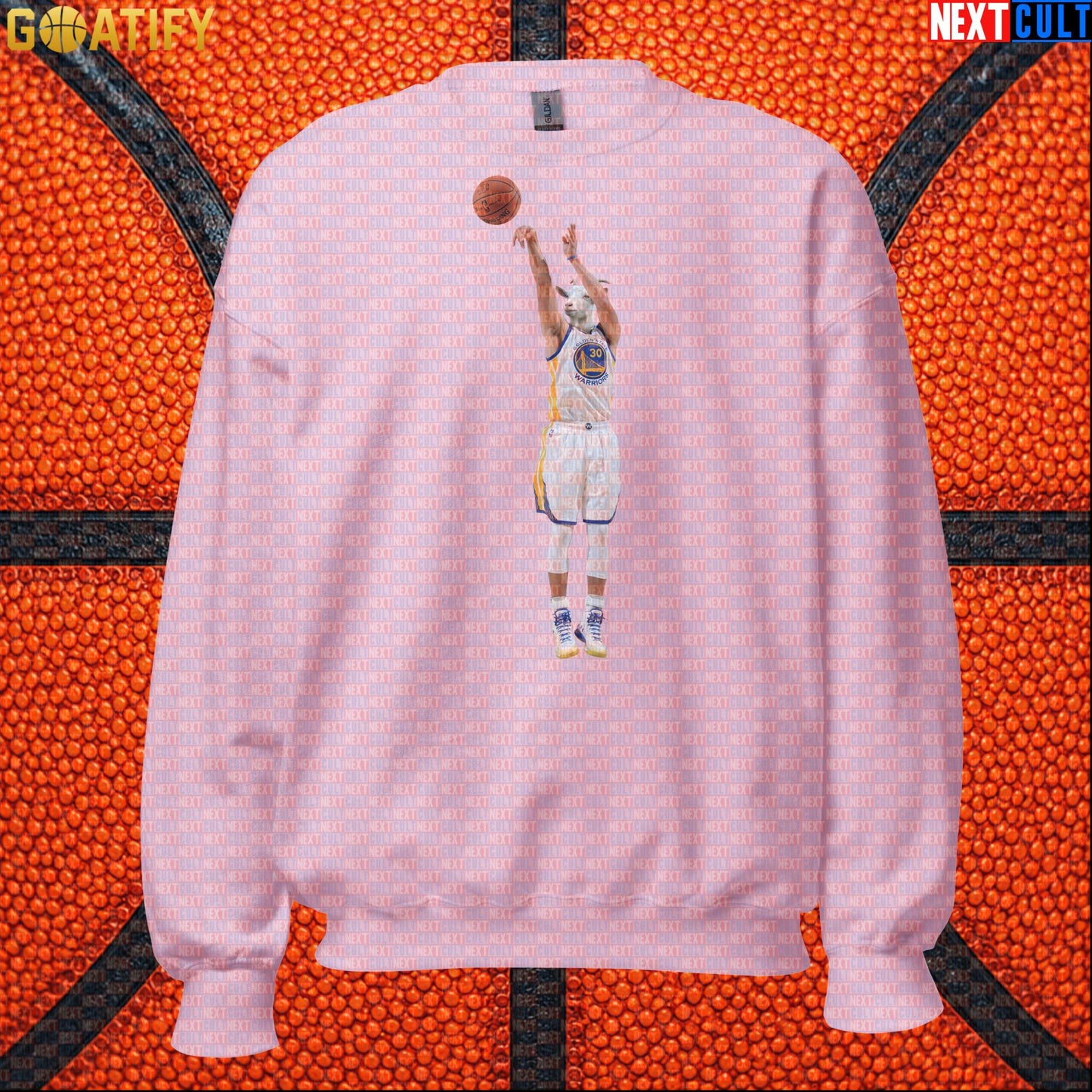 Sweatshirt Stephen Curry GOAT 3 Pointer Crewneck for Warriors Fans NBA Basketball Gift Light Pink Sweatshirts Next Cult Brand