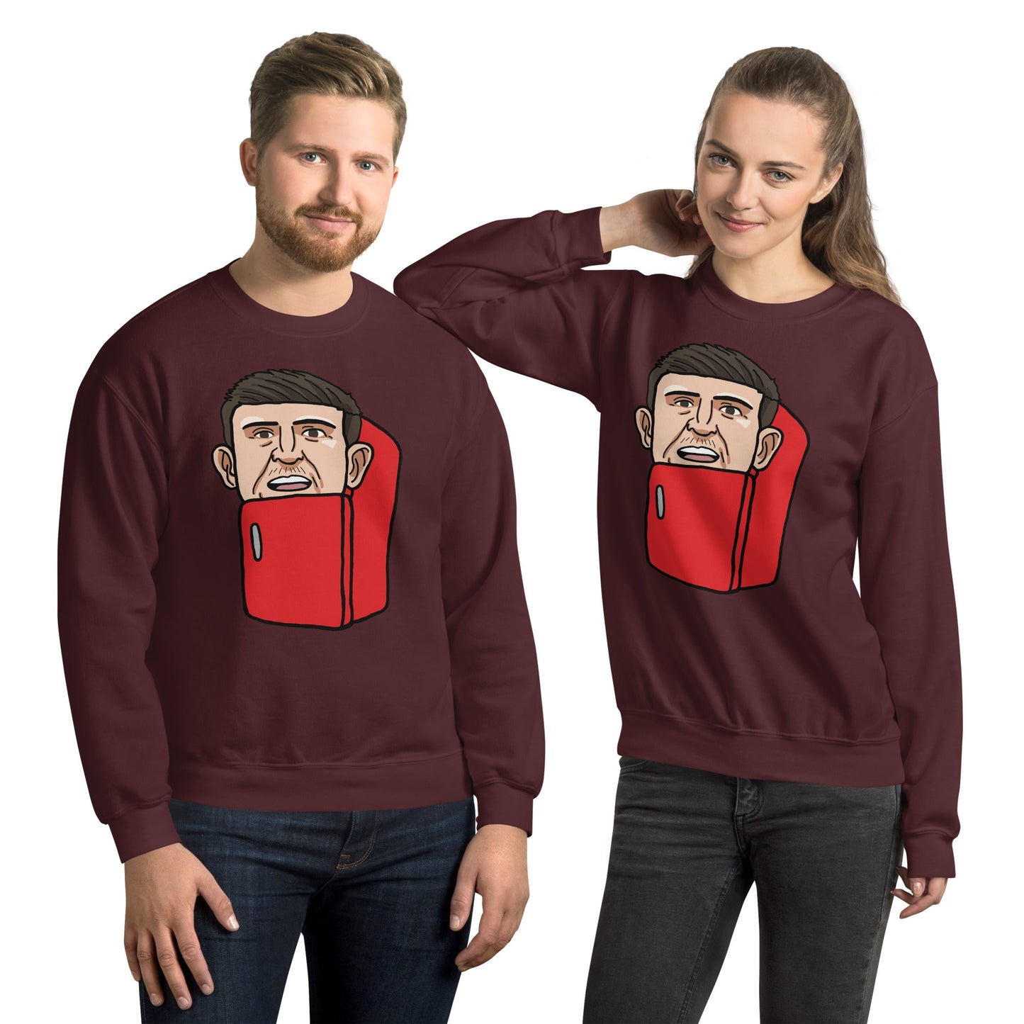 Harry ''The Fridge'' Maguire Unisex Sweatshirt Maroon Sweatshirts Football Harry Maguire Manchester United The Fridge Next Cult Brand