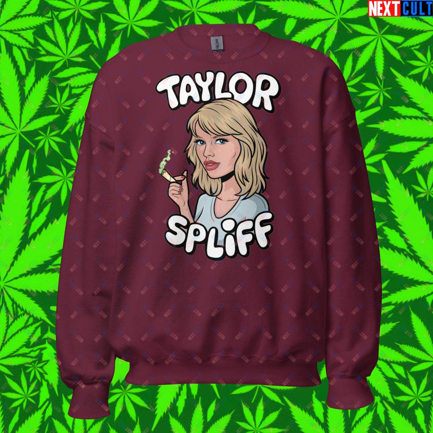 Taylor Spliff Pop Music Star Pothead Stoner Funny Weed Meme Unisex Sweatshirt Maroon Sweatshirts Music Weed Next Cult Brand