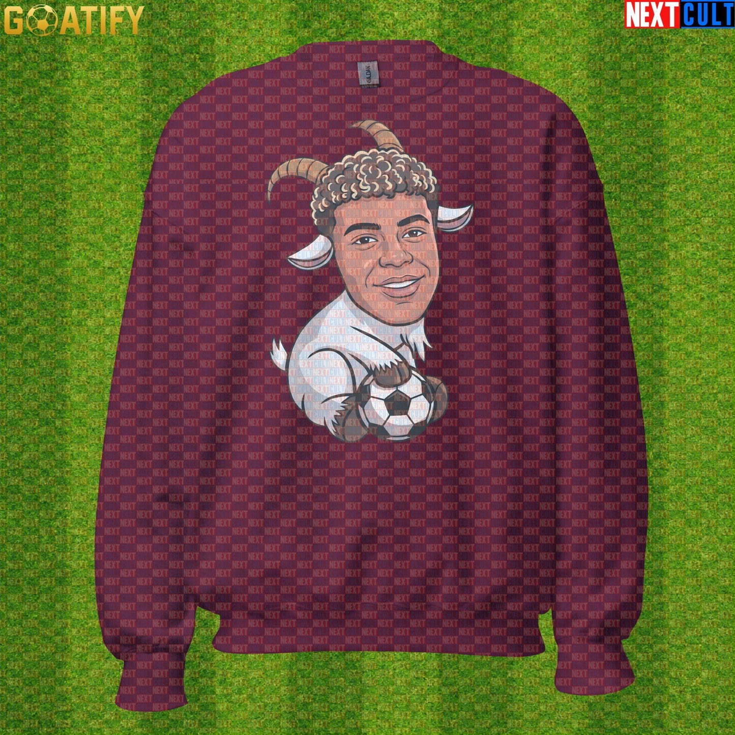 Lamine Yamal Sweatshirt – Young GOAT Football Crewneck Gift for Barcelona Supporters Maroon Next Cult Brand