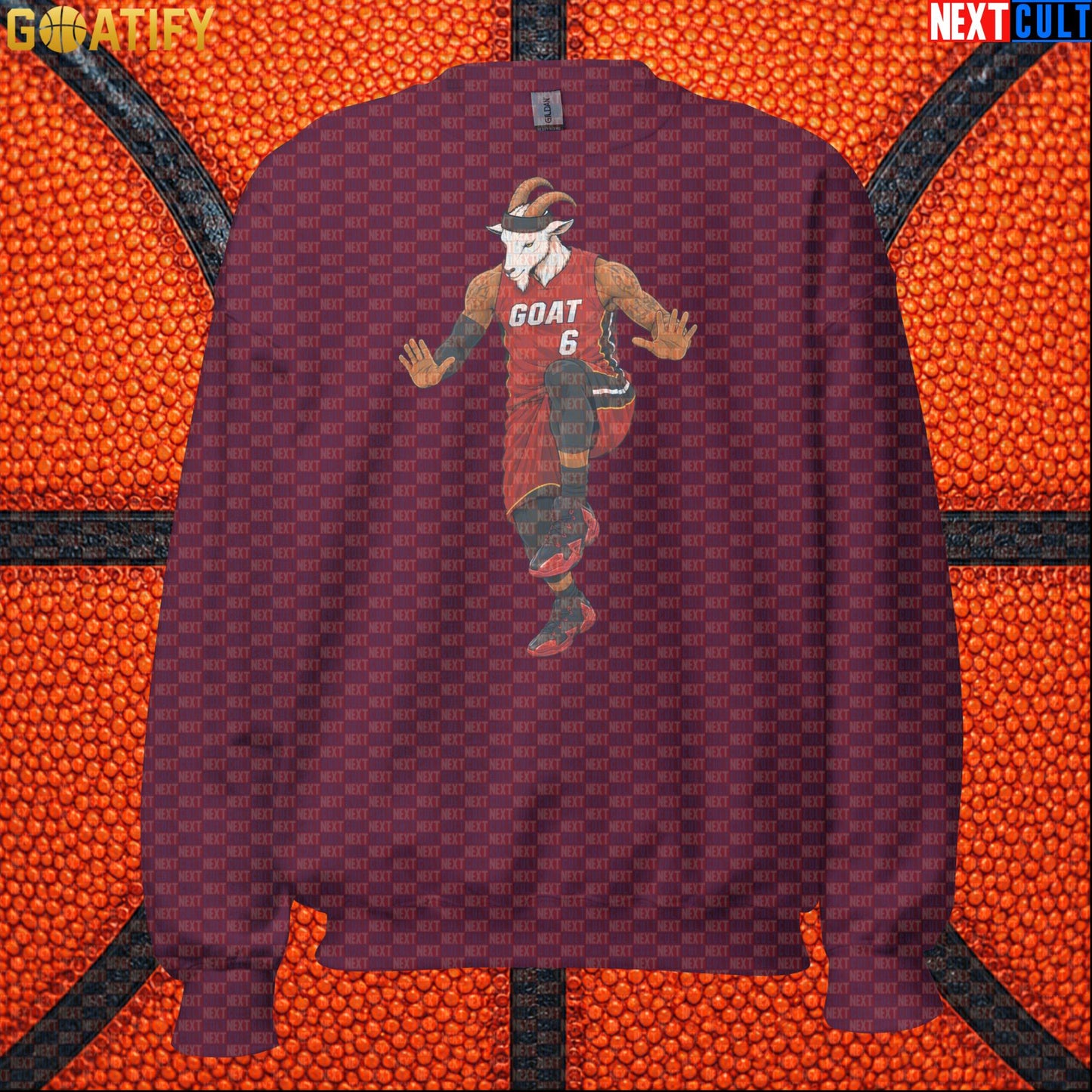 LeBron James Sweatshirt – Miami Heat GOAT Crewneck Gift for Retro NBA Basketball Fans Maroon Next Cult Brand