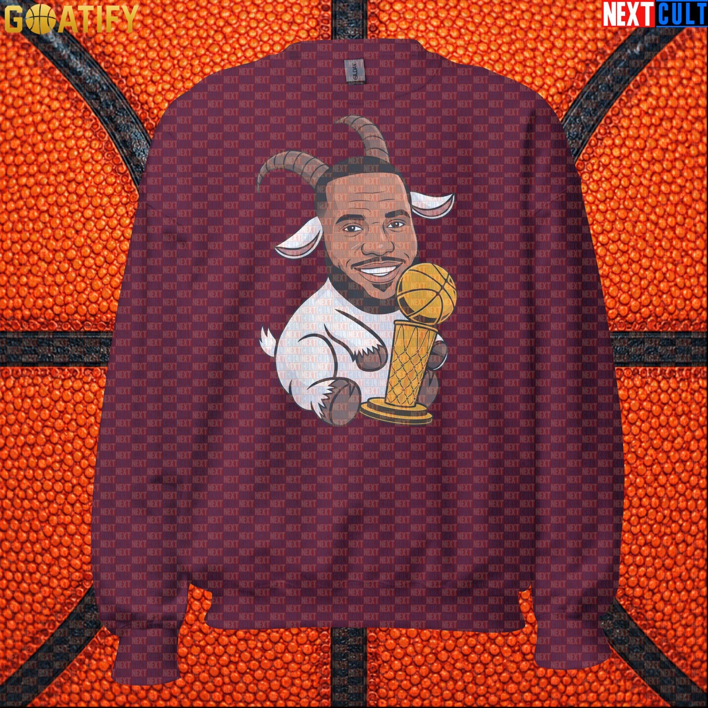 LeBron James Sweatshirt – LeGOAT Trophy Crewneck Gift for NBA Fans and Collectors |  | ["Basketball", "Cleveland Cavaliers", "LeBron James", "Los Angeles Lakers", "Miami Heat", "NBA"]