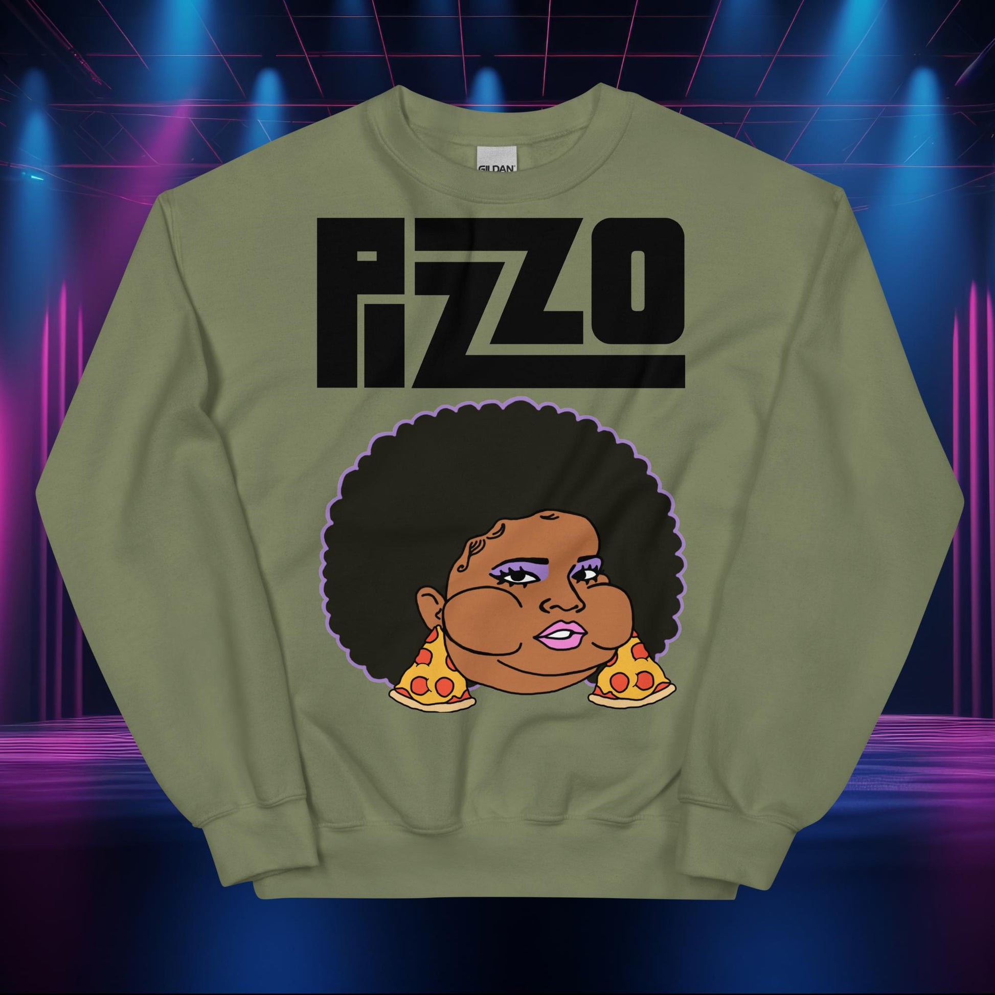 Pizzo Lizzo Pizza Lizzo Merch Lizzo Gift Body Positivity Body empowerment Lizzo Unisex Sweatshirt Military Green Sweatshirts Lizzo Music Next Cult Brand