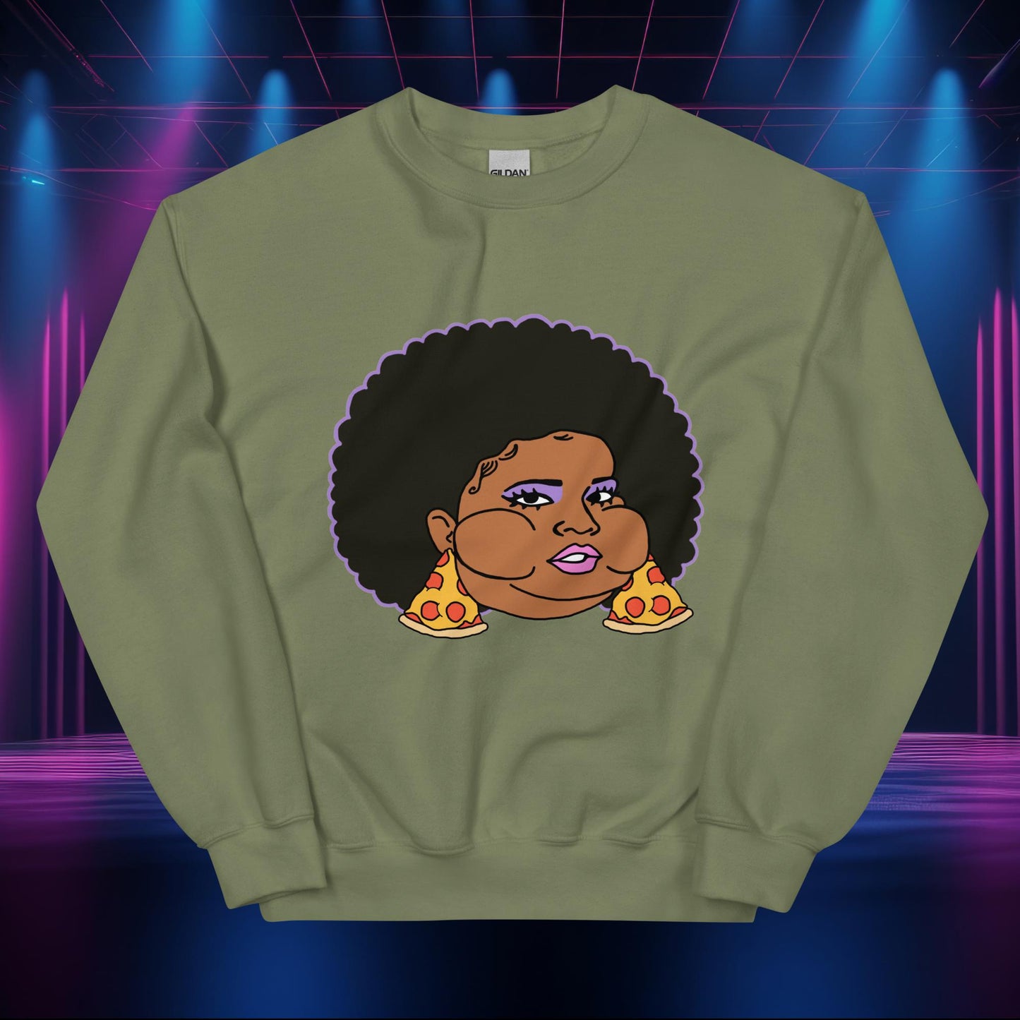 Pizzo Lizzo Pizza Lizzo Merch Lizzo Gift Body Positivity Body empowerment Lizzo Unisex Sweatshirt Military Green Sweatshirts Lizzo Music Next Cult Brand