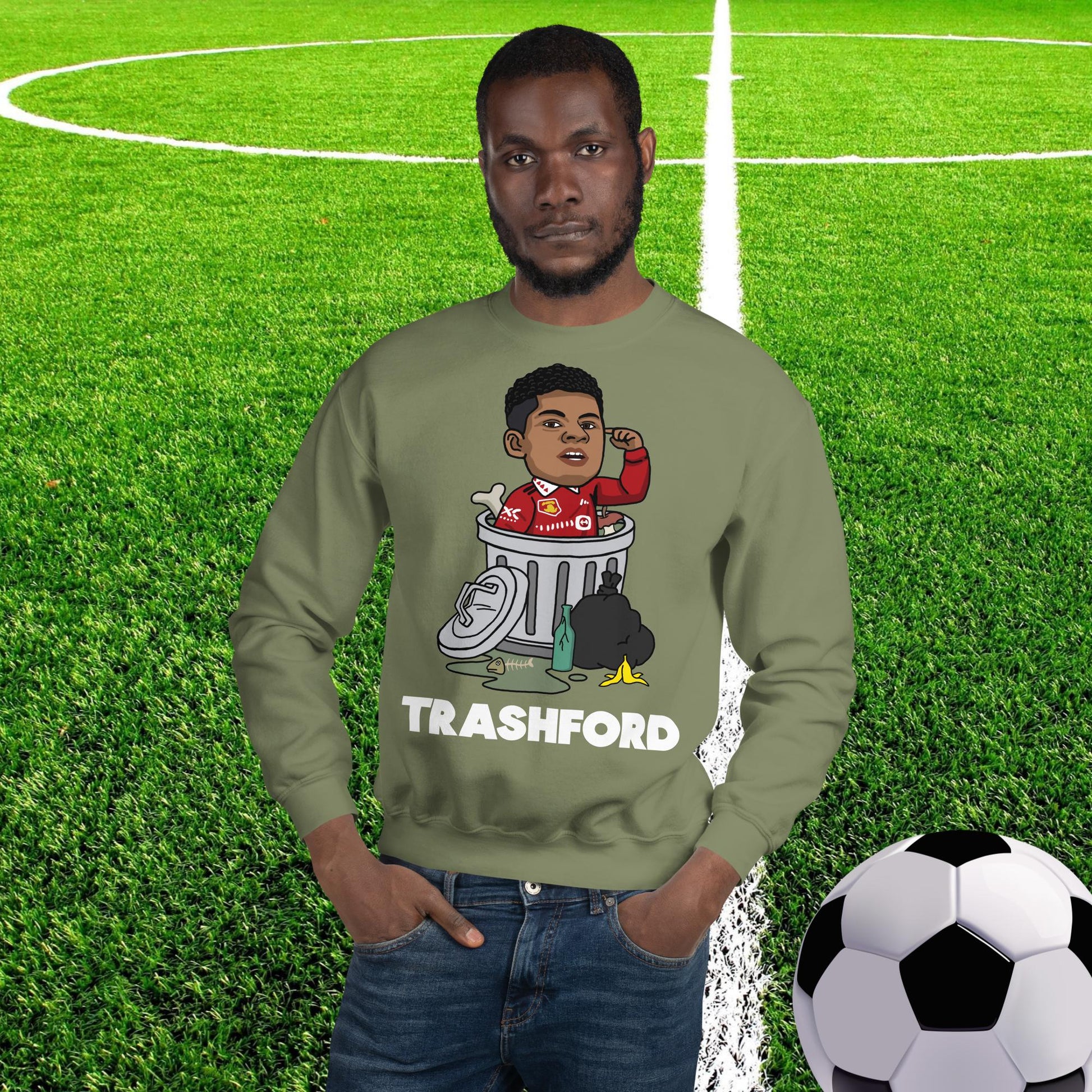 Trashford Marcus Rashford Manchester United Gift Man United Gift Marcus Rashford Sweatshirt Military Green Sweatshirts Football Manchester United Marcus Rashford Next Cult Brand