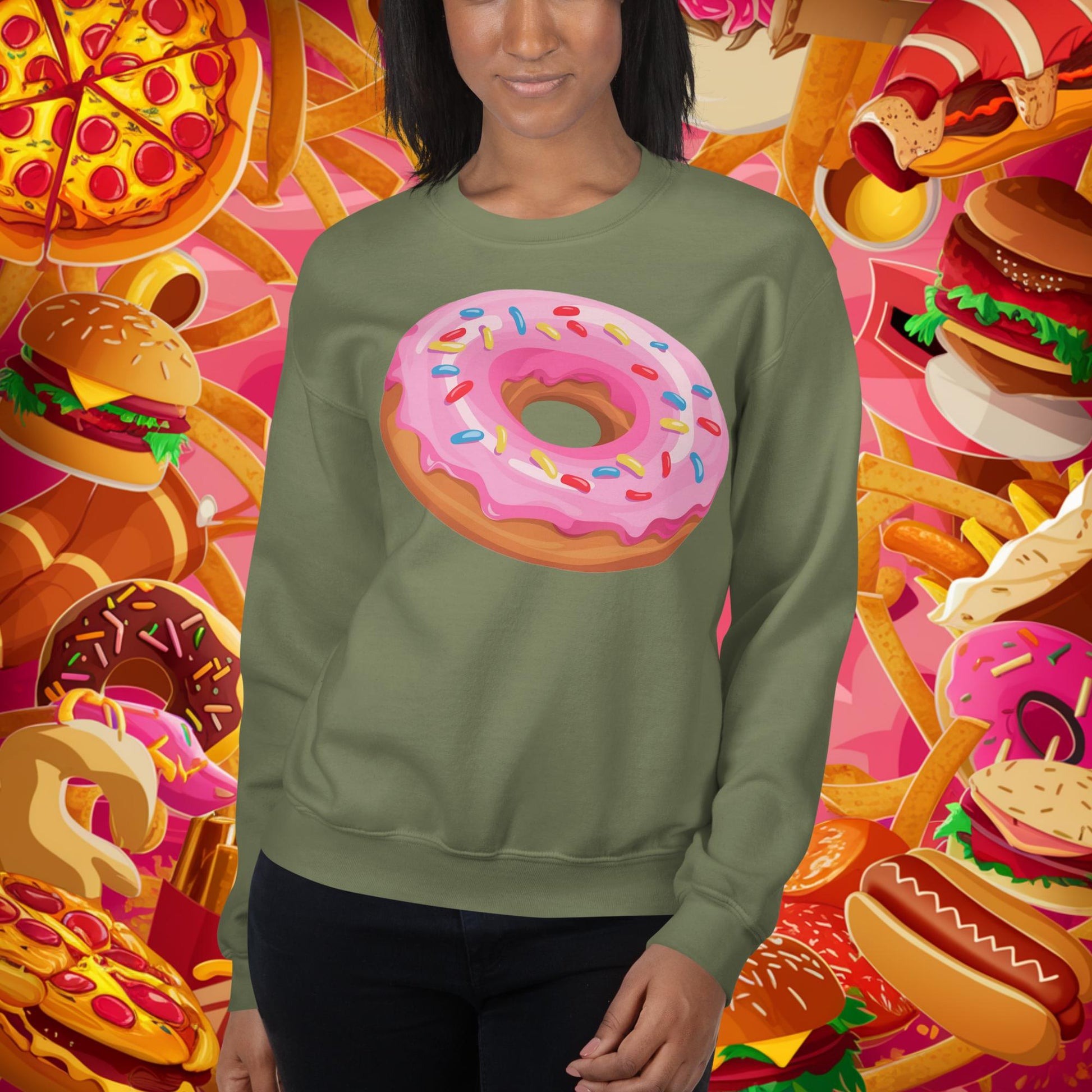 Pink Donut with sprinkles Unisex Sweatshirt Next Cult Brand