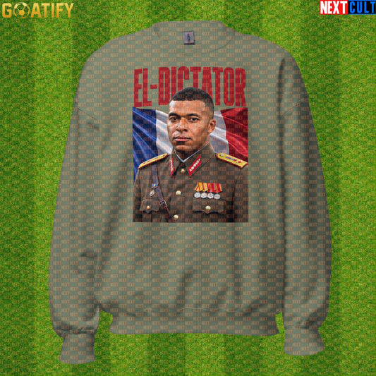 Kylian Mbappe Sweatshirt – El Dictator Retro Soccer Crewneck for France and PSG Fans Military Green Sweatshirts Next Cult Brand