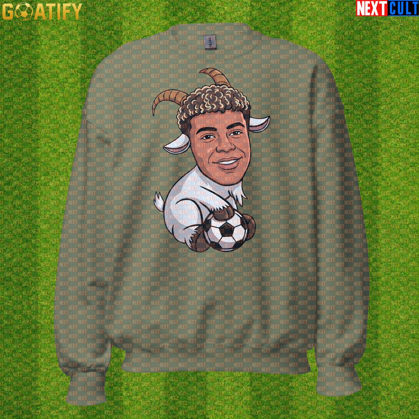 Lamine Yamal Sweatshirt – Young GOAT Football Crewneck Gift for Barcelona Supporters Military Green Next Cult Brand