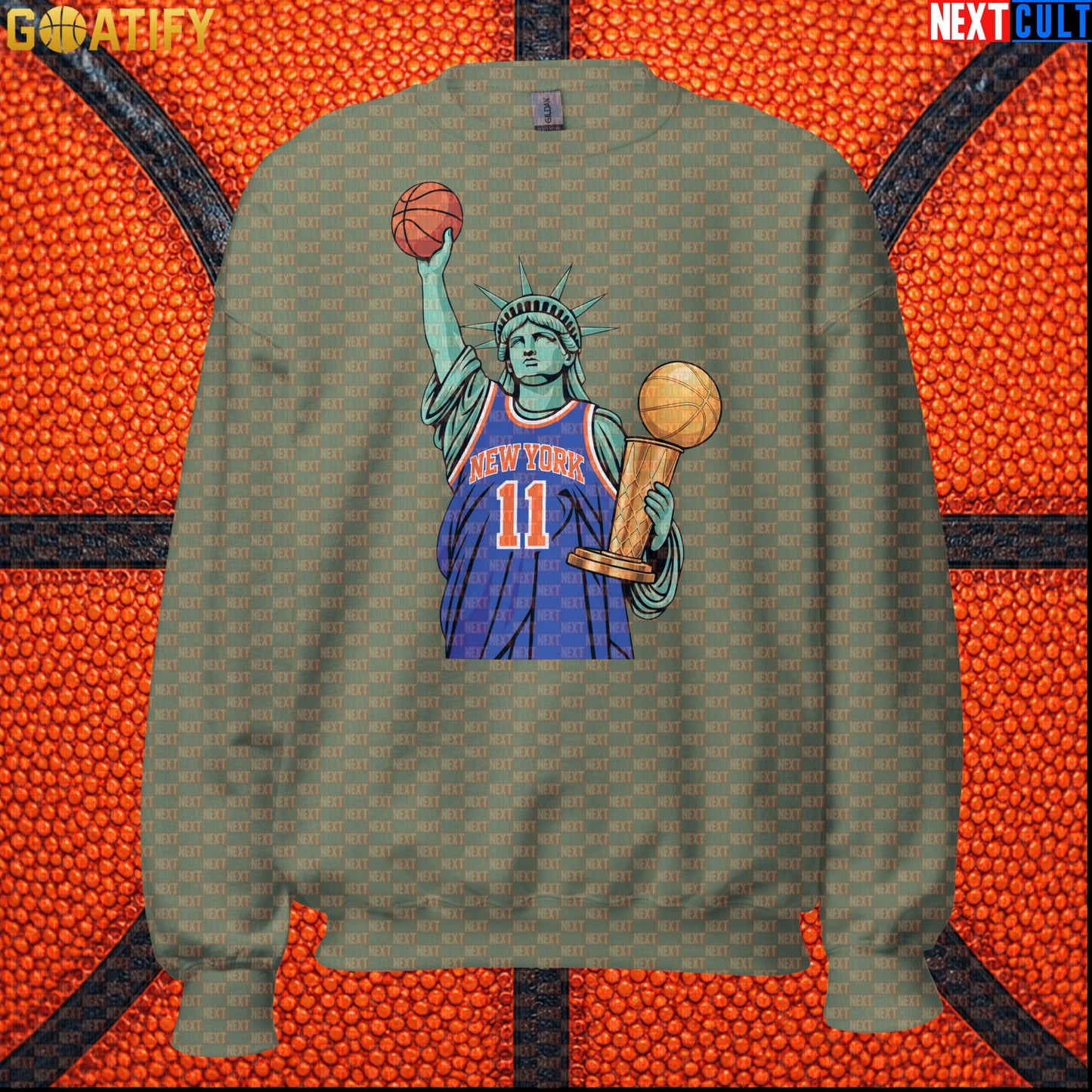 New York Knicks Sweatshirt – 2026 NBA Champions Crewneck for NYC Basketball Supporters Military Green Next Cult Brand