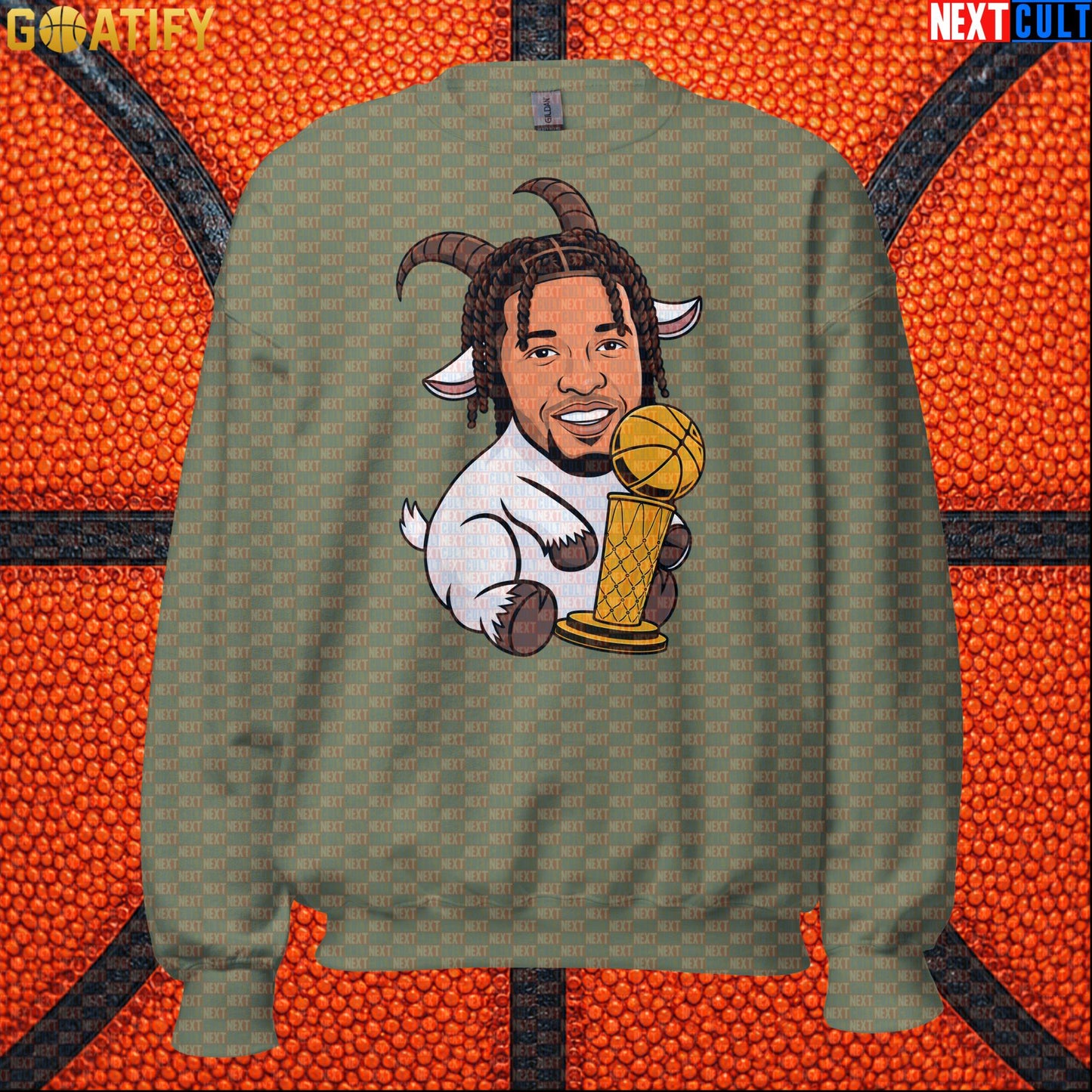 Jalen Brunson Sweatshirt – Finals MVP GOAT Crewneck Gift for New York Knicks Fans Military Green Next Cult Brand