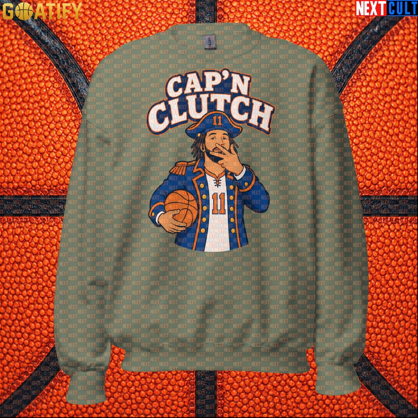 Jalen Brunson Sweatshirt – Captain Clutch Crewneck for Knicks Fans and Basketball Gifts Military Green Next Cult Brand