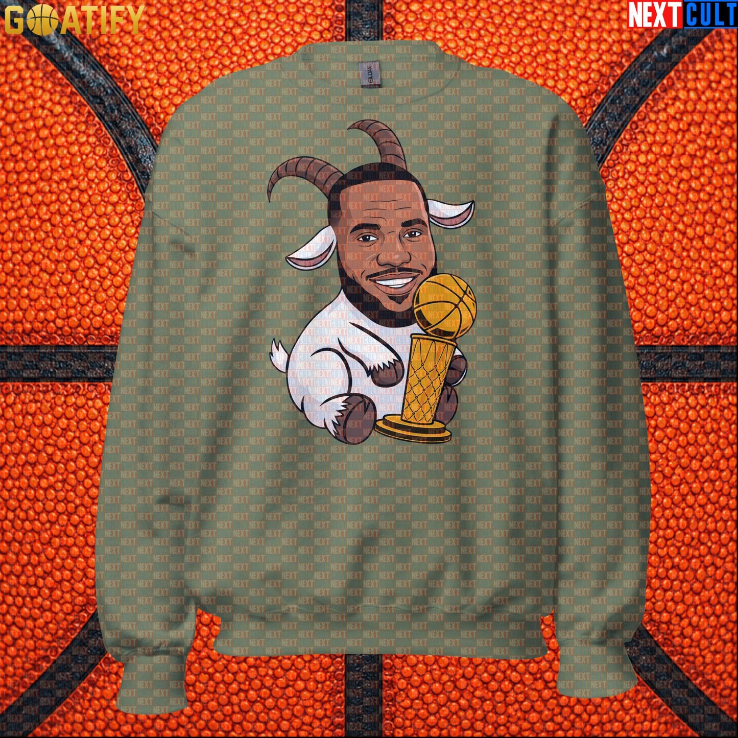 LeBron James Sweatshirt – LeGOAT Trophy Crewneck Gift for NBA Fans and Collectors |  | ["Basketball", "Cleveland Cavaliers", "LeBron James", "Los Angeles Lakers", "Miami Heat", "NBA"]