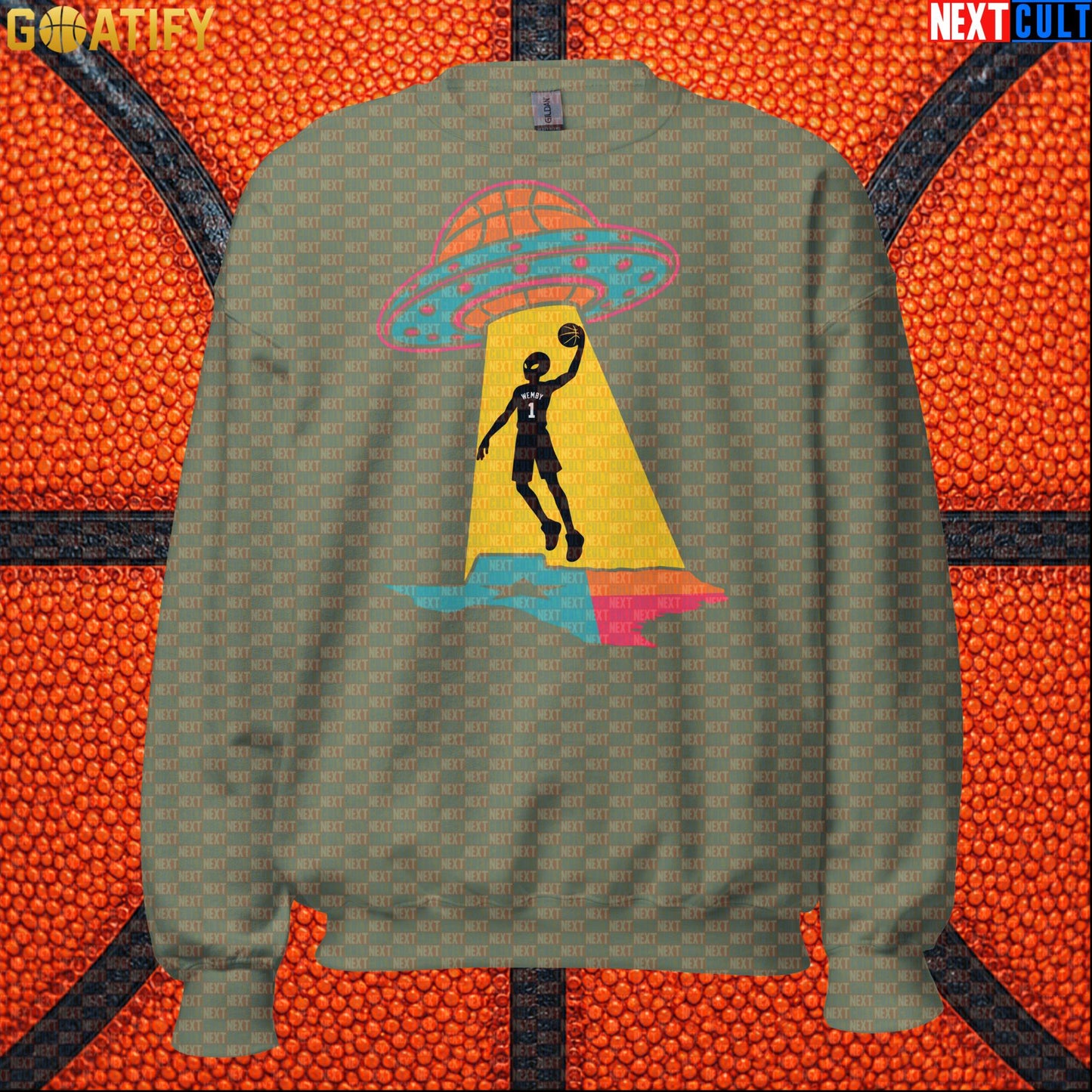 Basketball Sweatshirt Alien Wemby UFO Abduction Design for Spurs Fans and Winter Game Days |  | ["Basketball", "France", "NBA", "San Antonio Spurs", "Victor Wembanyama", "Wemby"]
