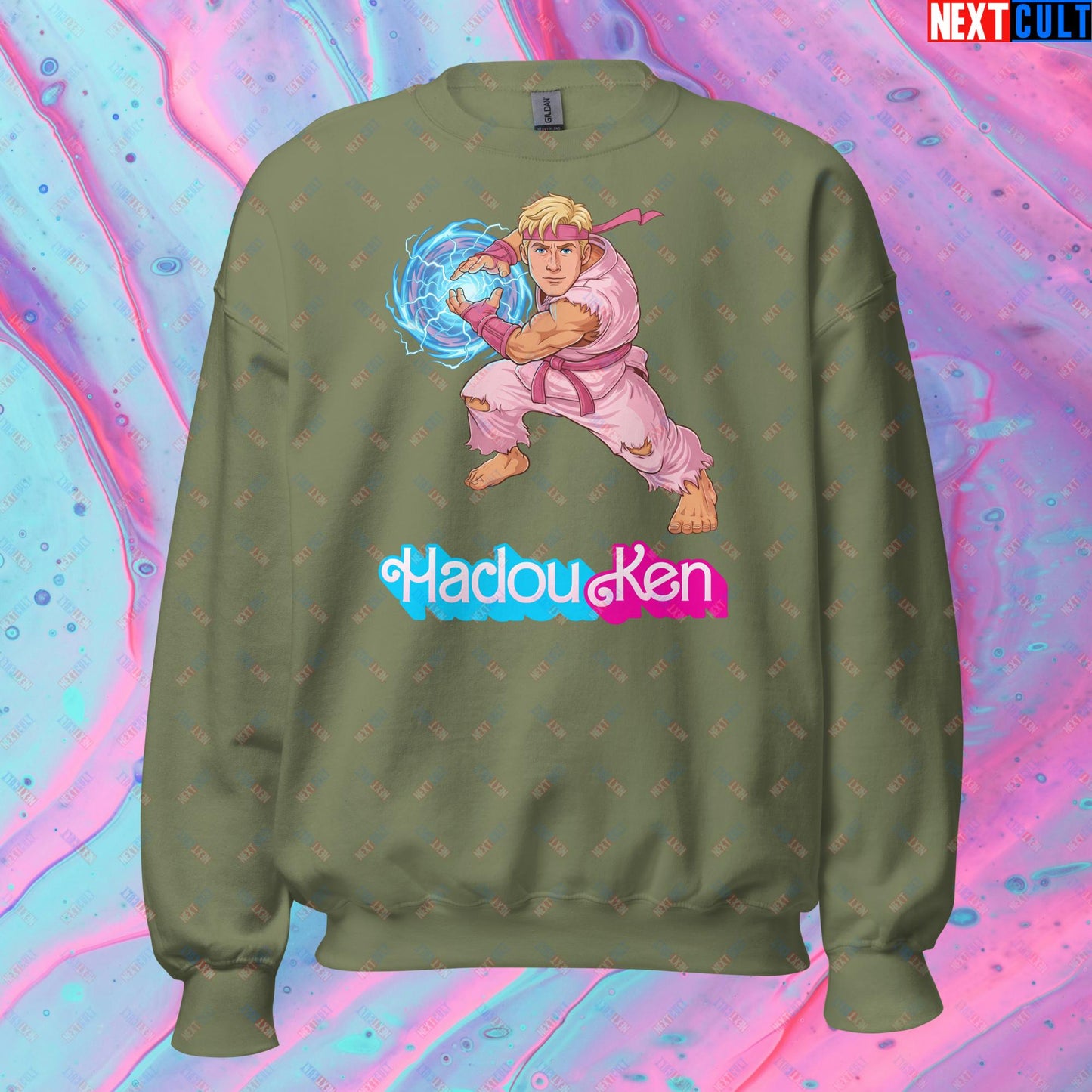Hadouken Ken Barbie Ryan Gosling Street Fighter Funny Unisex Sweatshirt Military Green Sweatshirts Next Cult Brand