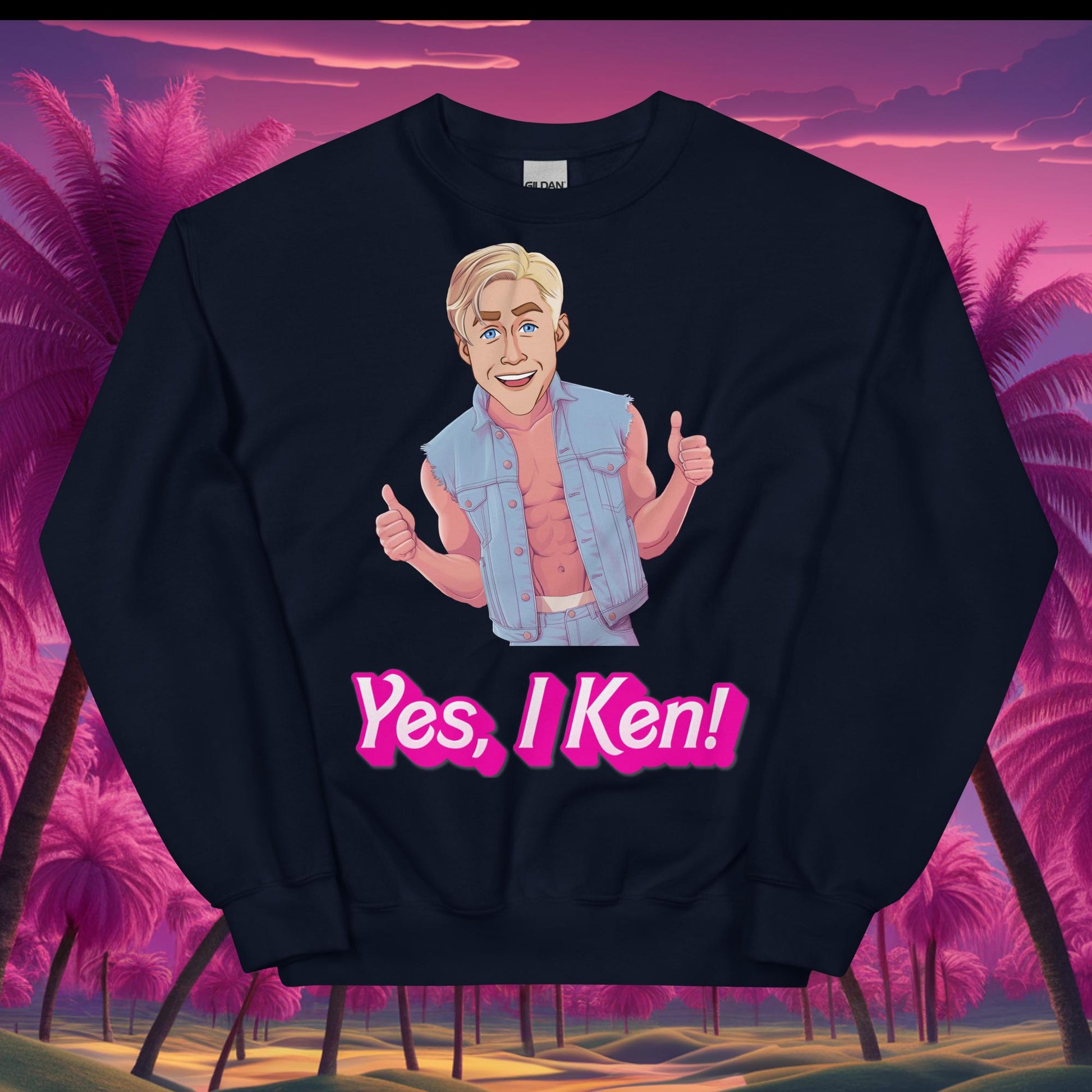 Yes I Ken Yes I can Ryan Gosling Ken Barbie Movie Unisex Sweatshirt Navy Sweatshirts Barbie Celebrities Ken Movies Ryan Gosling Next Cult Brand