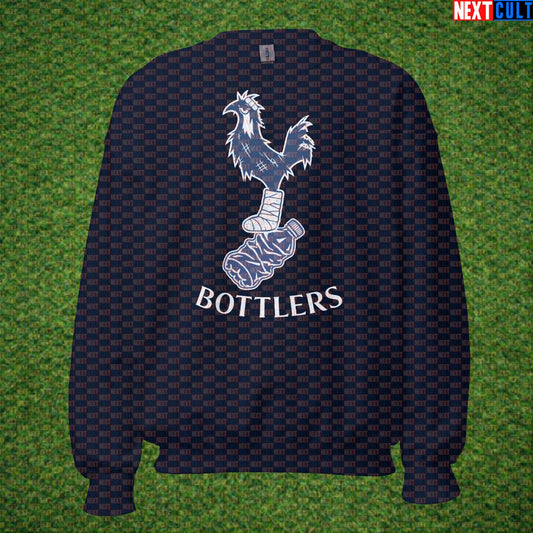 Bottlers FC Tottenham Hotspur Parody Sweatshirt, Funny Spursy Football Crewneck for London Banter Navy Sweatshirts Next Cult Brand