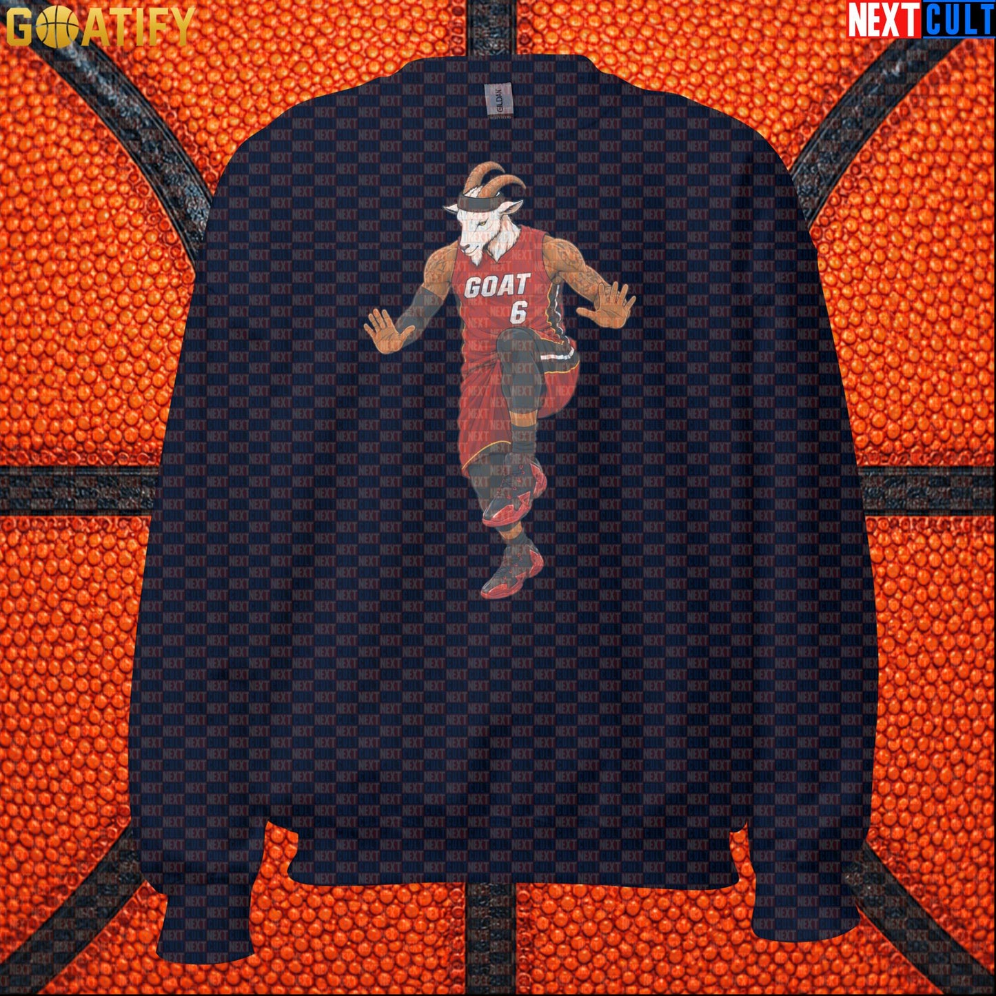 LeBron James Sweatshirt – Miami Heat GOAT Crewneck Gift for Retro NBA Basketball Fans Navy Next Cult Brand