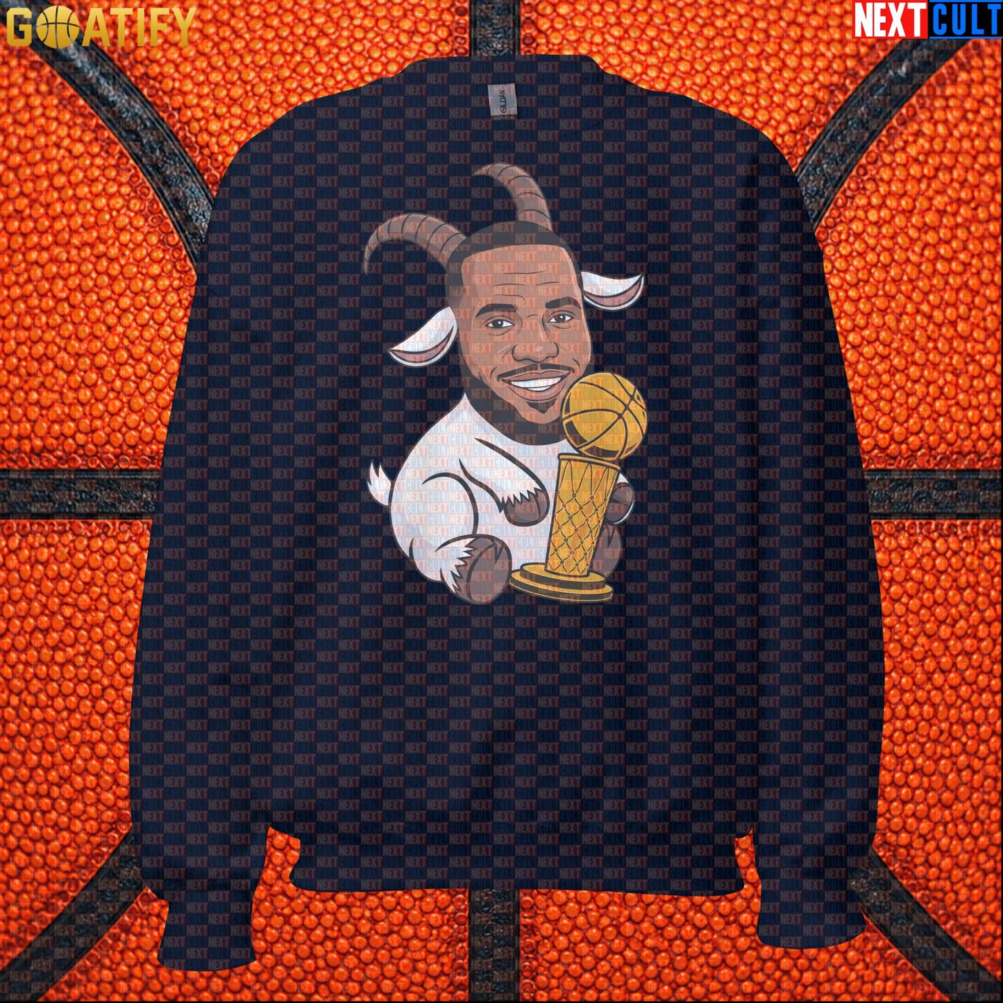 LeBron James Sweatshirt – LeGOAT Trophy Crewneck Gift for NBA Fans and Collectors |  | ["Basketball", "Cleveland Cavaliers", "LeBron James", "Los Angeles Lakers", "Miami Heat", "NBA"]