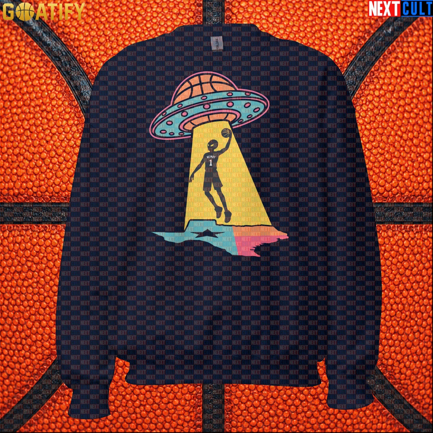 Basketball Sweatshirt Alien Wemby UFO Abduction Design for Spurs Fans and Winter Game Days |  | ["Basketball", "France", "NBA", "San Antonio Spurs", "Victor Wembanyama", "Wemby"]