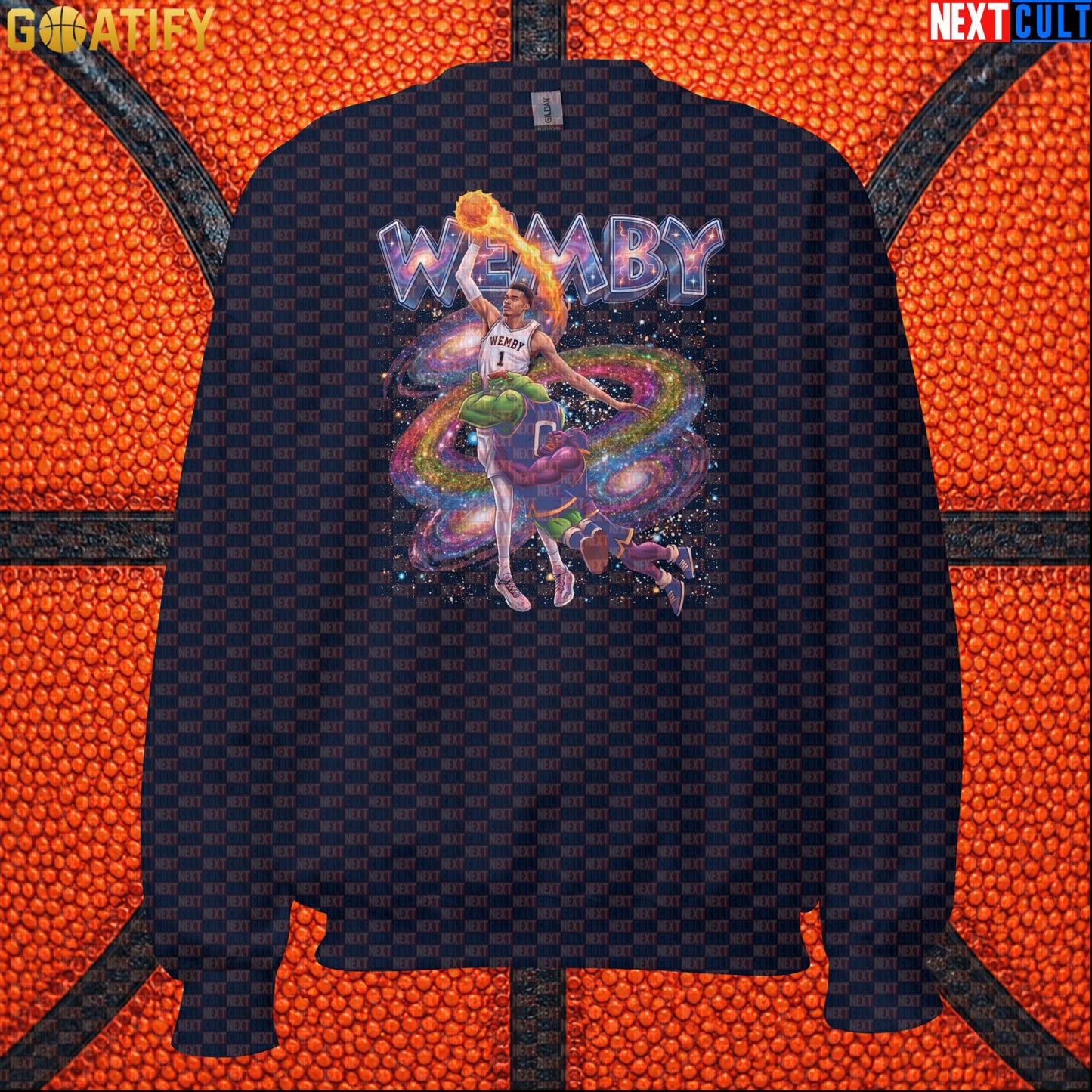 Basketball Sweatshirt Victor Wembanyama Cosmic Dunk for Spurs Fans and Space Jam Lovers |  | ["Basketball", "France", "NBA", "San Antonio Spurs", "Victor Wembanyama", "Wemby"]
