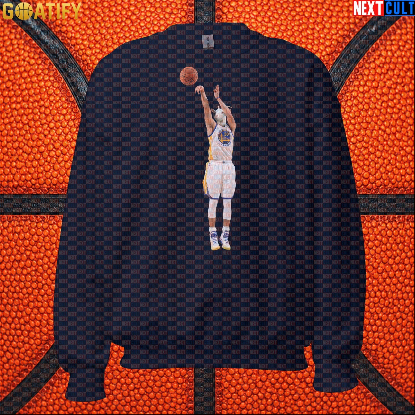 Sweatshirt Stephen Curry GOAT 3 Pointer Crewneck for Warriors Fans NBA Basketball Gift Navy Sweatshirts Next Cult Brand