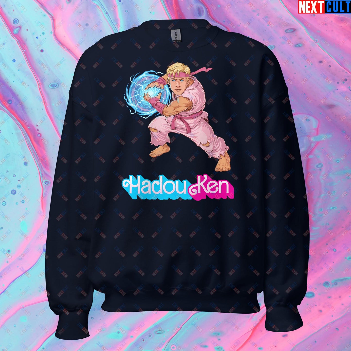 Hadouken Ken Barbie Ryan Gosling Street Fighter Funny Unisex Sweatshirt Navy Sweatshirts Next Cult Brand