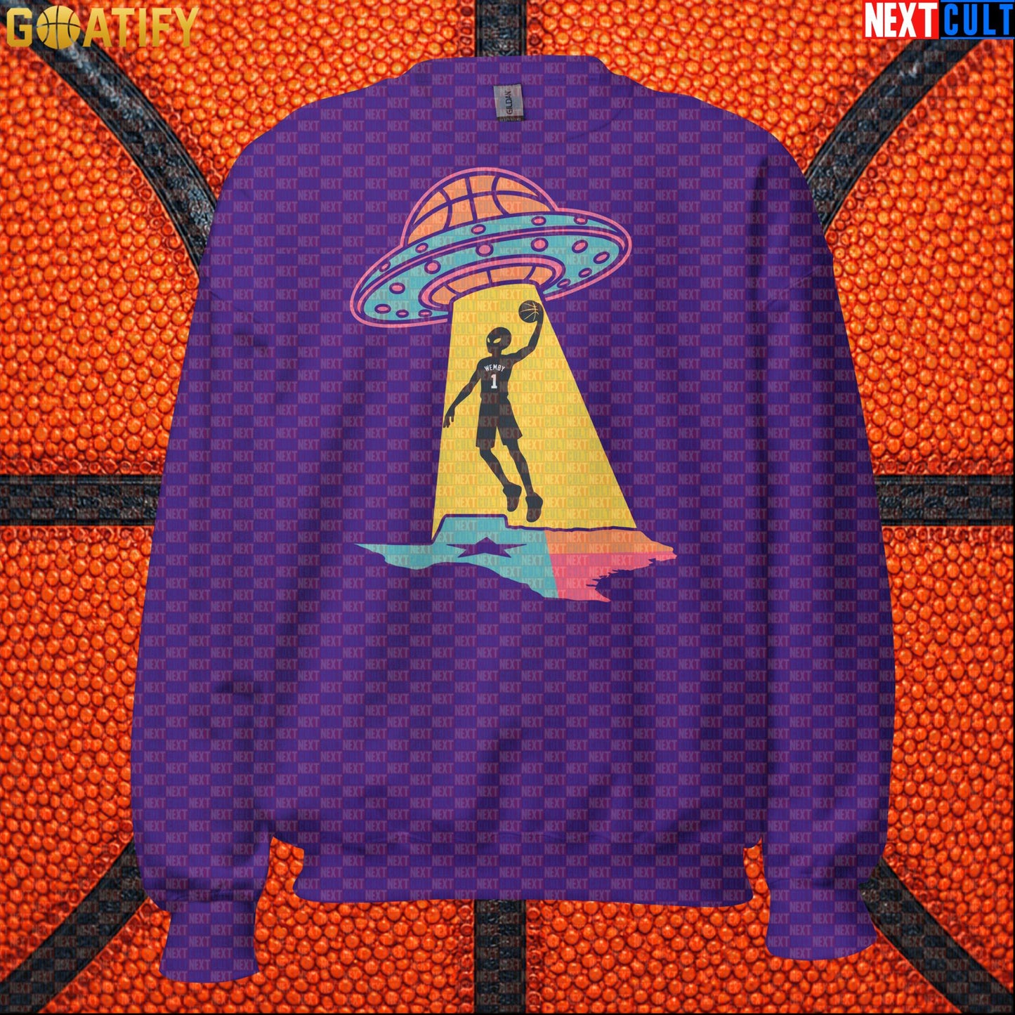 Basketball Sweatshirt Alien Wemby UFO Abduction Design for Spurs Fans and Winter Game Days |  | ["Basketball", "France", "NBA", "San Antonio Spurs", "Victor Wembanyama", "Wemby"]