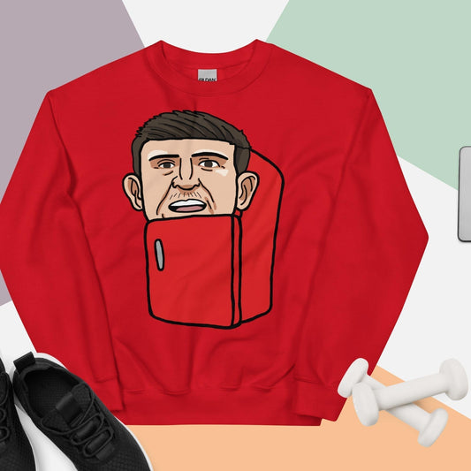 Harry ''The Fridge'' Maguire Unisex Sweatshirt, With Name & Number Red Sweatshirts Football Harry Maguire Manchester United The Fridge Next Cult Brand