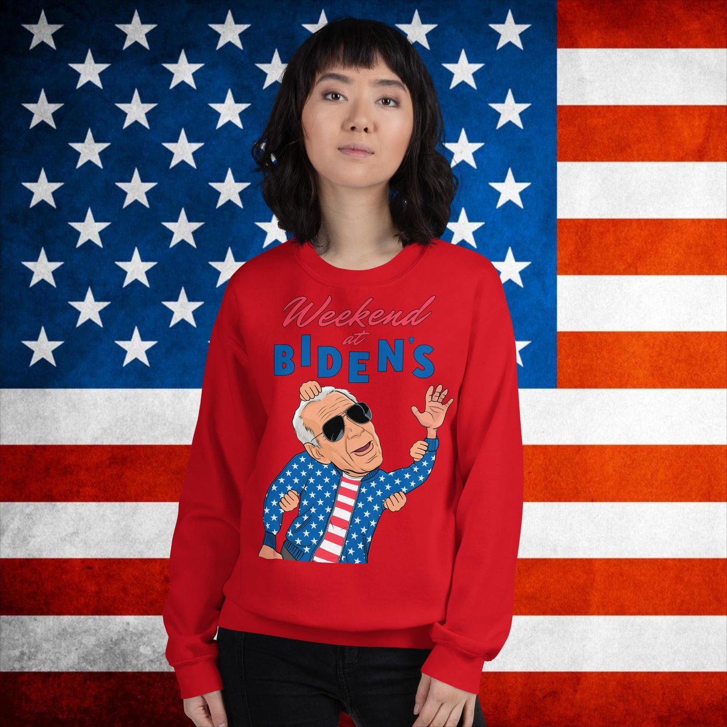 Weekend at Biden's Sweatshirt Joe Biden Meme Jumper Democrat Sweater Republican Jumper Trump Jumper Trump Gift Biden Gift 90s Vintage JumperUnisex Sweatshirt Red Sweatshirts Democrats Joe Biden Politics Next Cult Brand