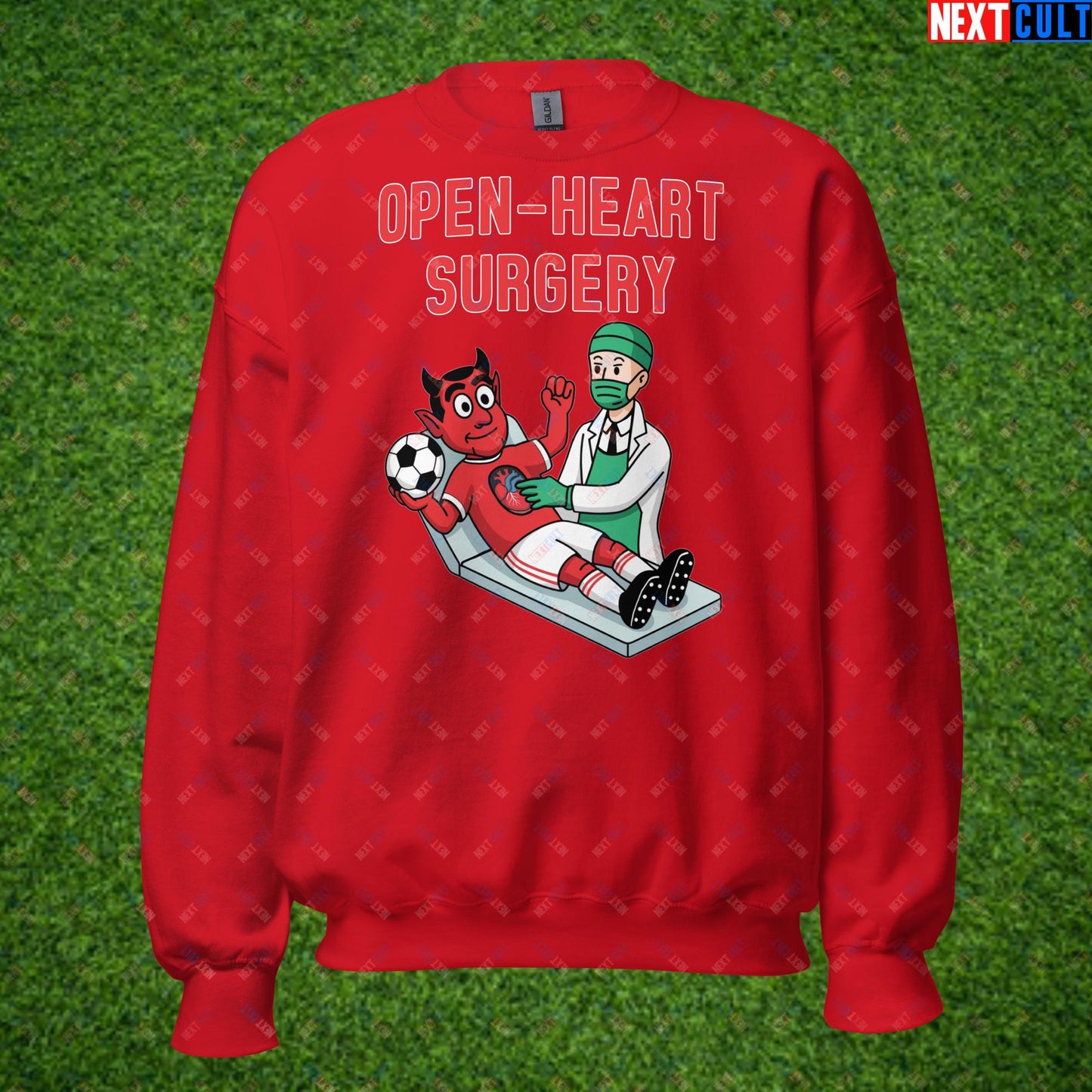 Ralf Rangnick "United Need Open Heart Surgery" Sweatshirt - Manchester United Fan Protest Jumper - Lazy Players Out, Proper Structure In, Remove Owners - Funny Football Meme Gift Unisex Sweatshirt Red Sweatshirts Football GlazersOut Manchester United RatcliffeOut Next Cult Brand