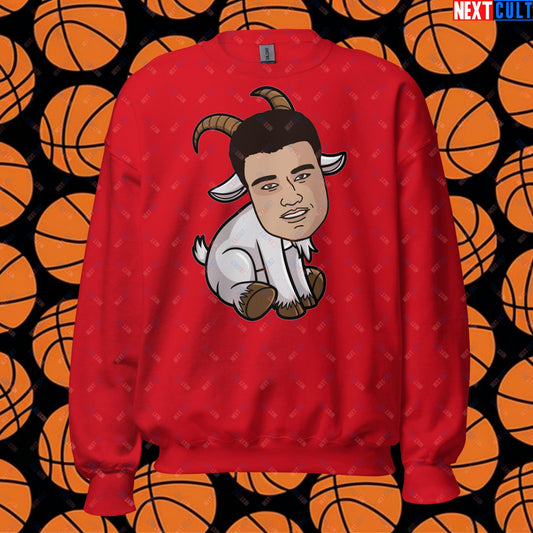 Yao Ming GOAT Sweatshirt - Funny Basketball Meme Jumper - Greatest of All Time Pullover for Houston Rockets Fans - Perfect Gift for Yao Ming Fans Unisex Sweatshirt Red Sweatshirts Basketball G.O.A.T. Houston Rockets NBA Yao Ming Next Cult Brand